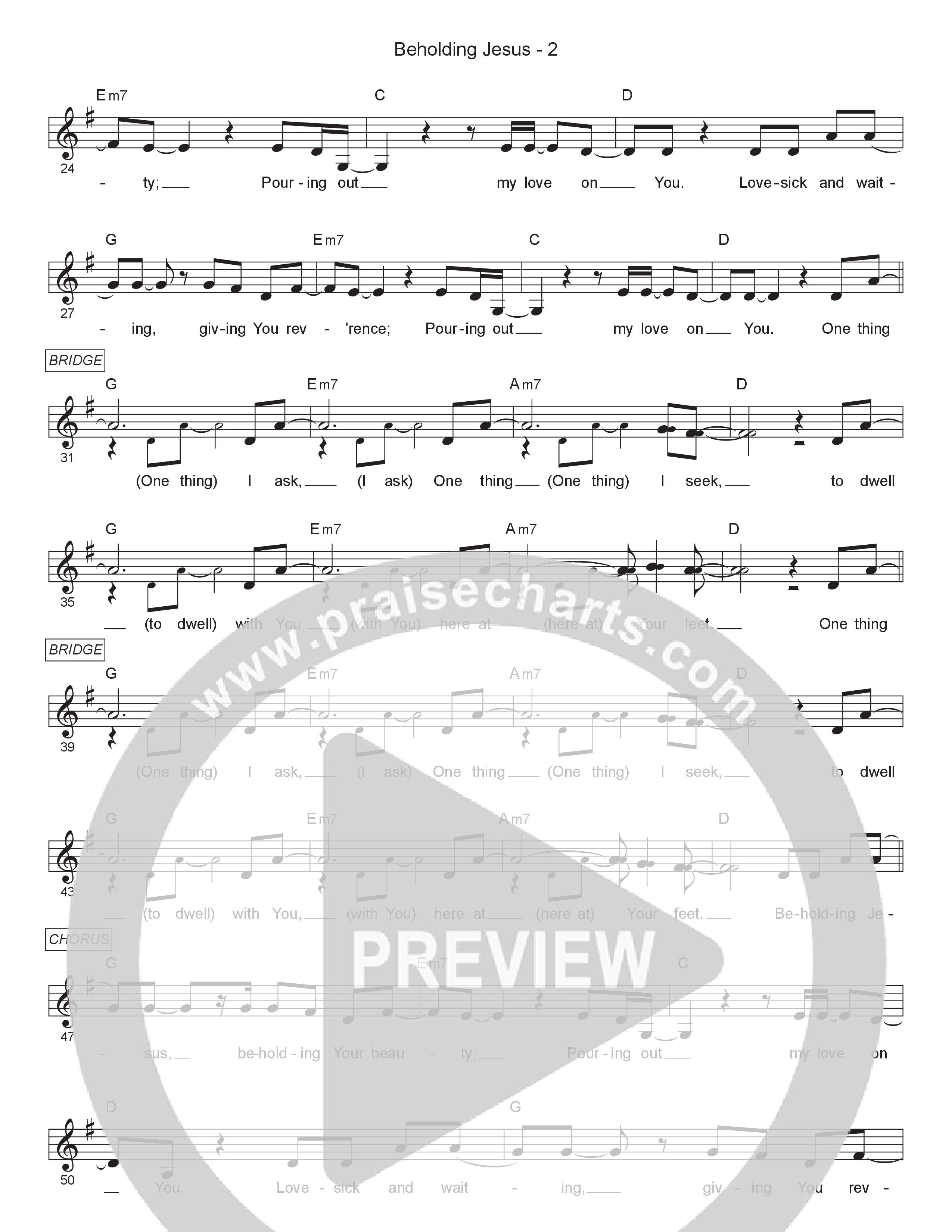 Beholding Jesus Lead Sheet Melody (11:21 Worship)