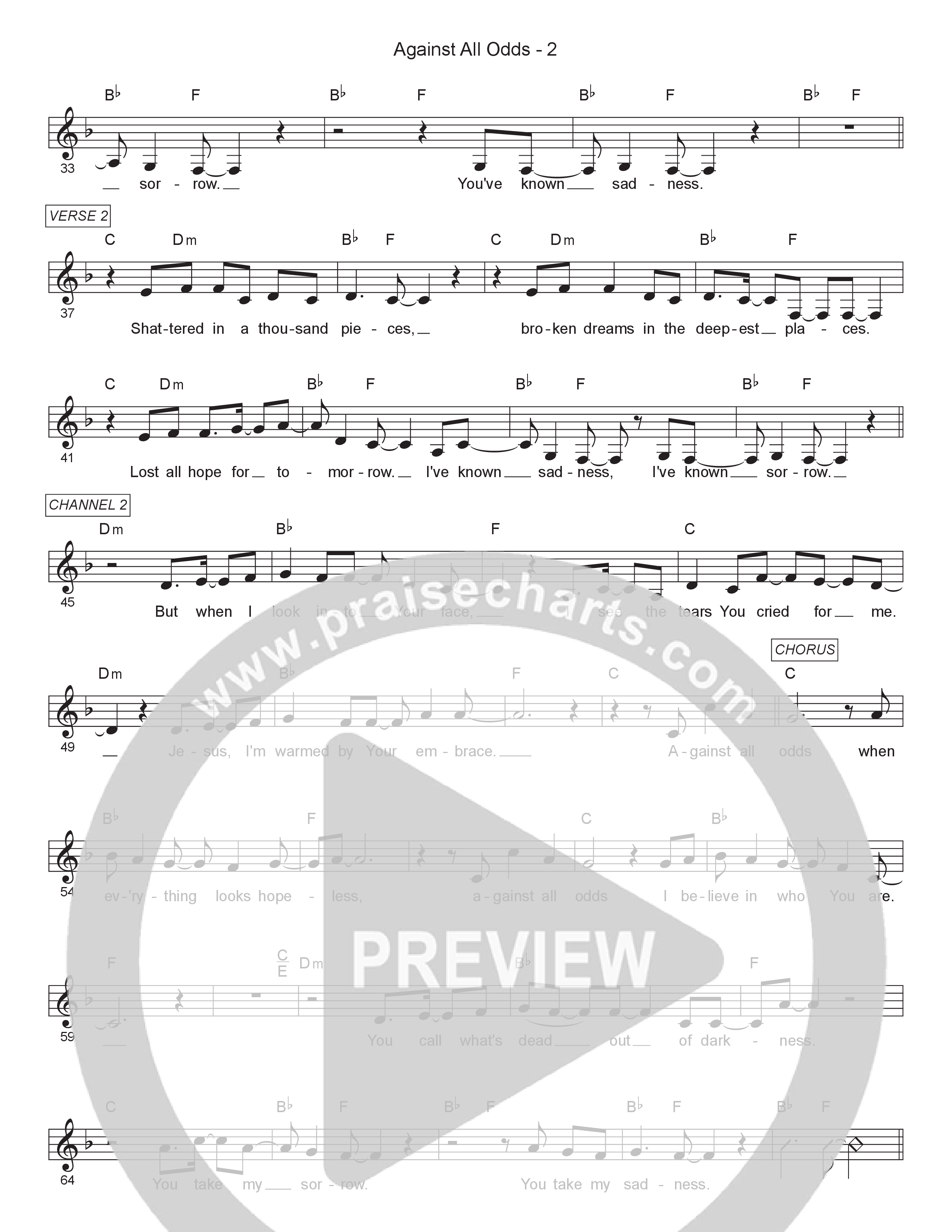 Against All Odds Lead Sheet Melody (11:21 Worship)