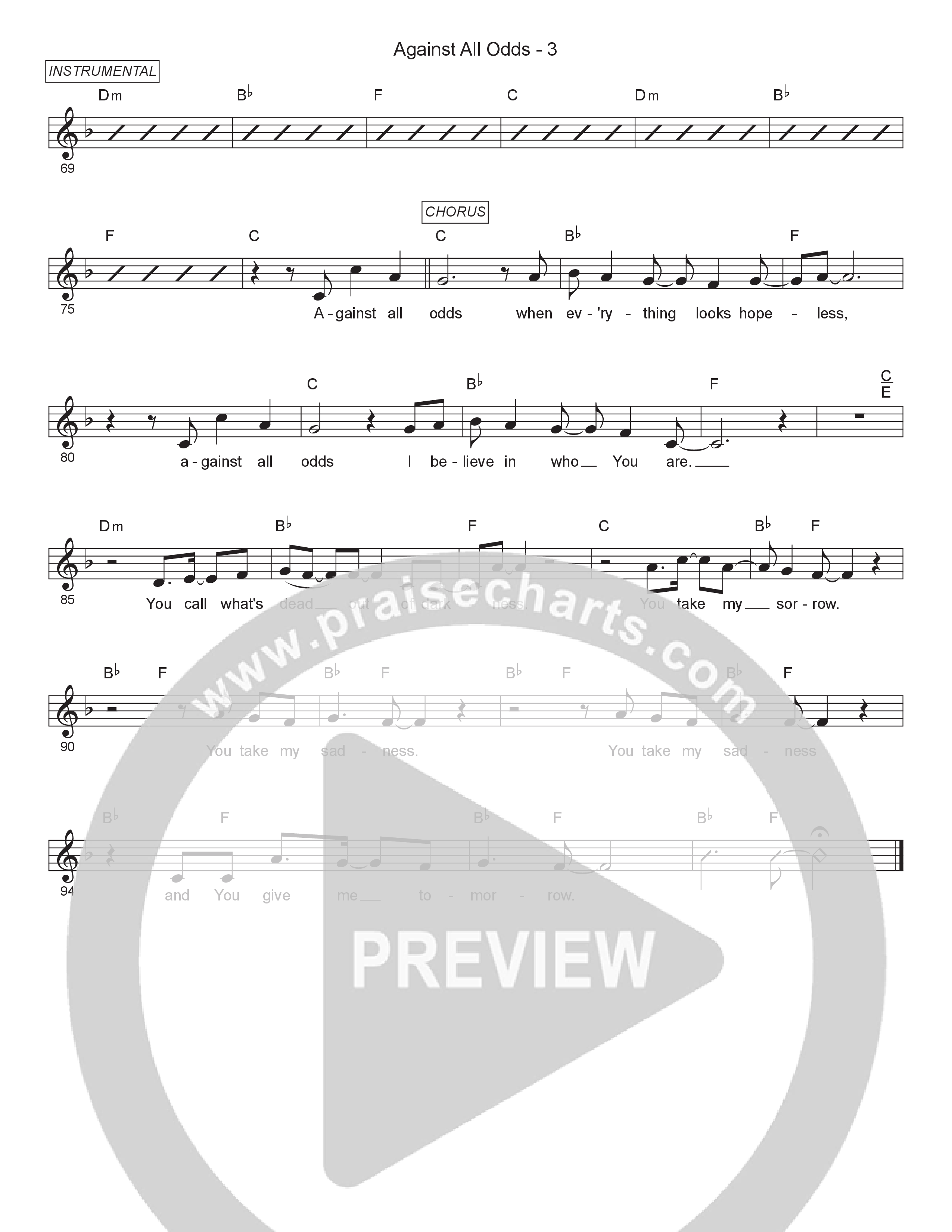 Against All Odds Lead Sheet Melody (11:21 Worship)