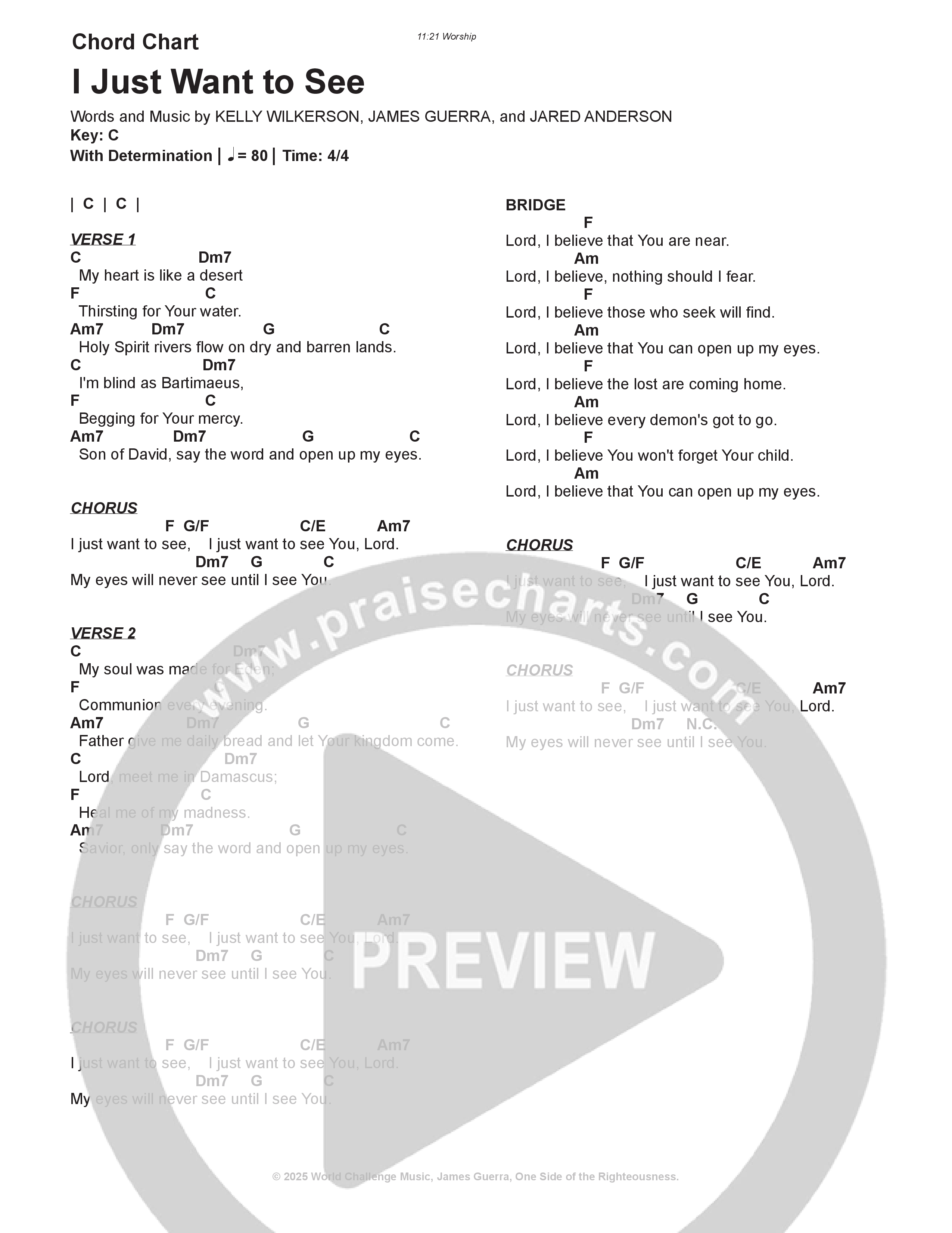 I Just Want to See Chord Chart (11:21 Worship)