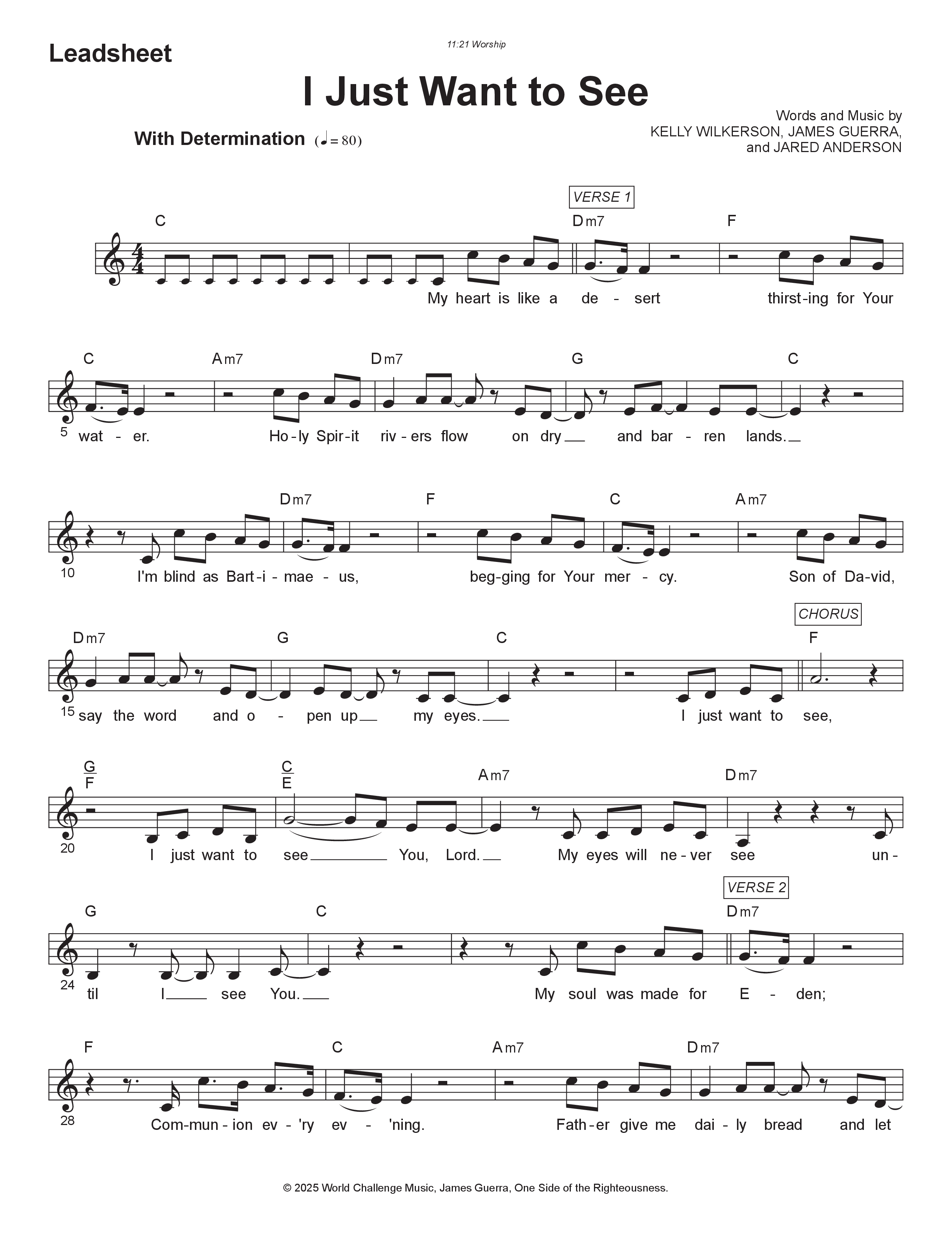 I Just Want to See Lead Sheet Melody (11:21 Worship)