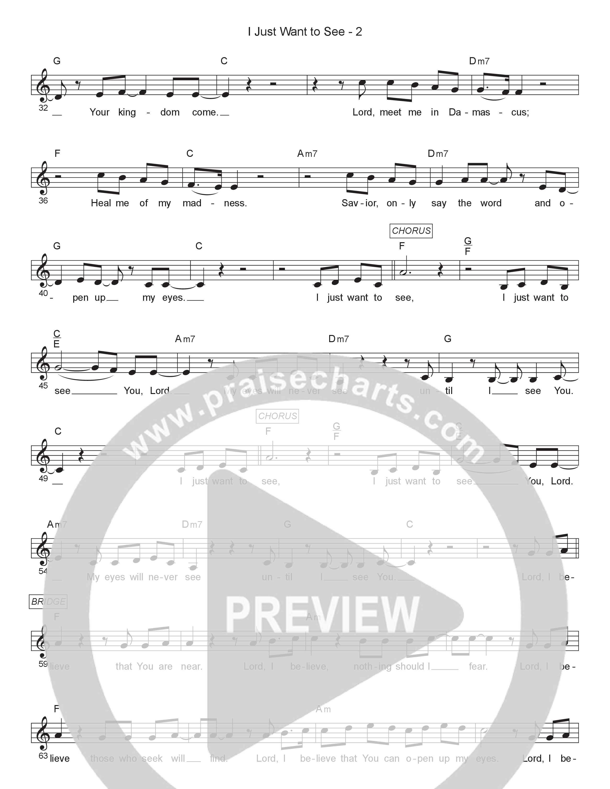 I Just Want to See Lead Sheet Melody (11:21 Worship)