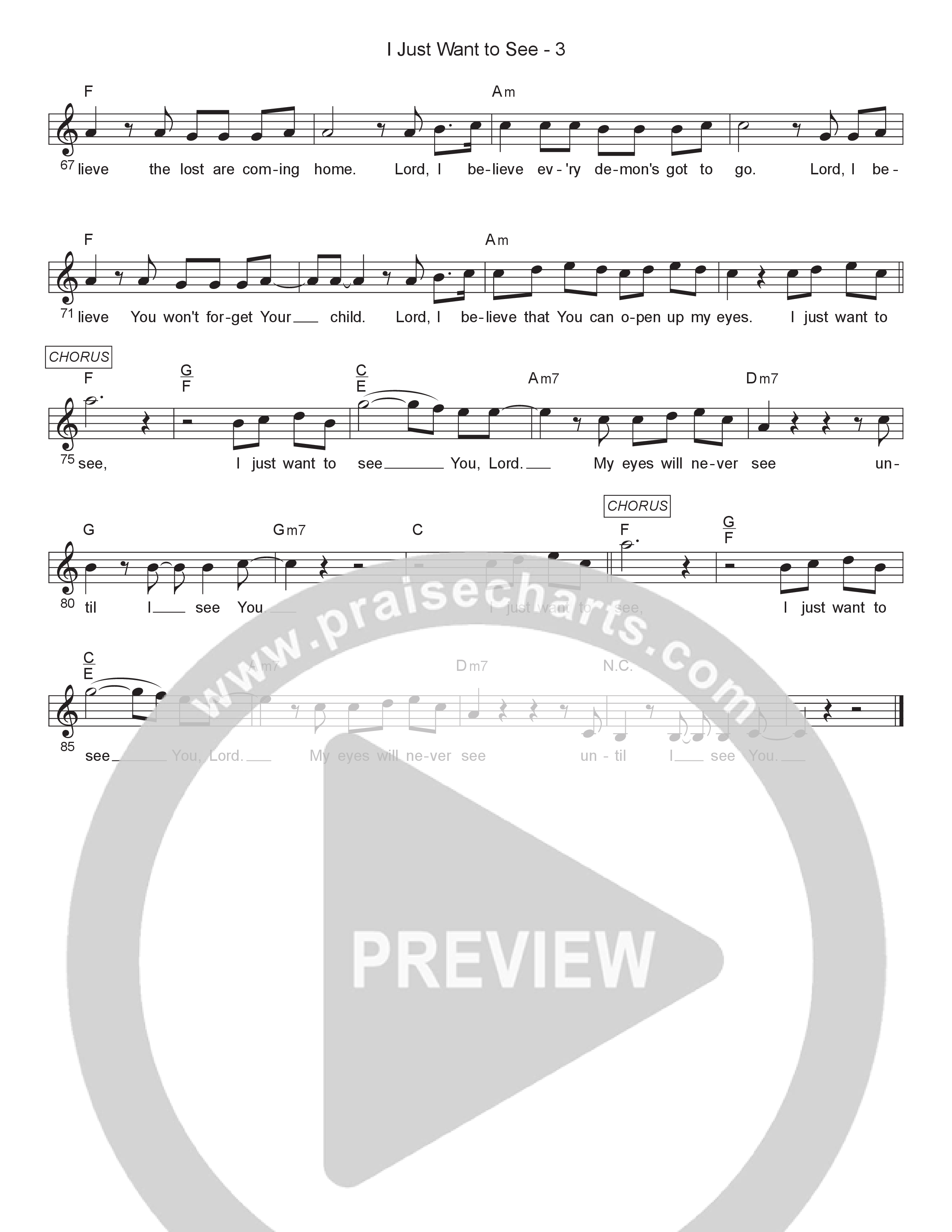 I Just Want to See Lead Sheet Melody (11:21 Worship)