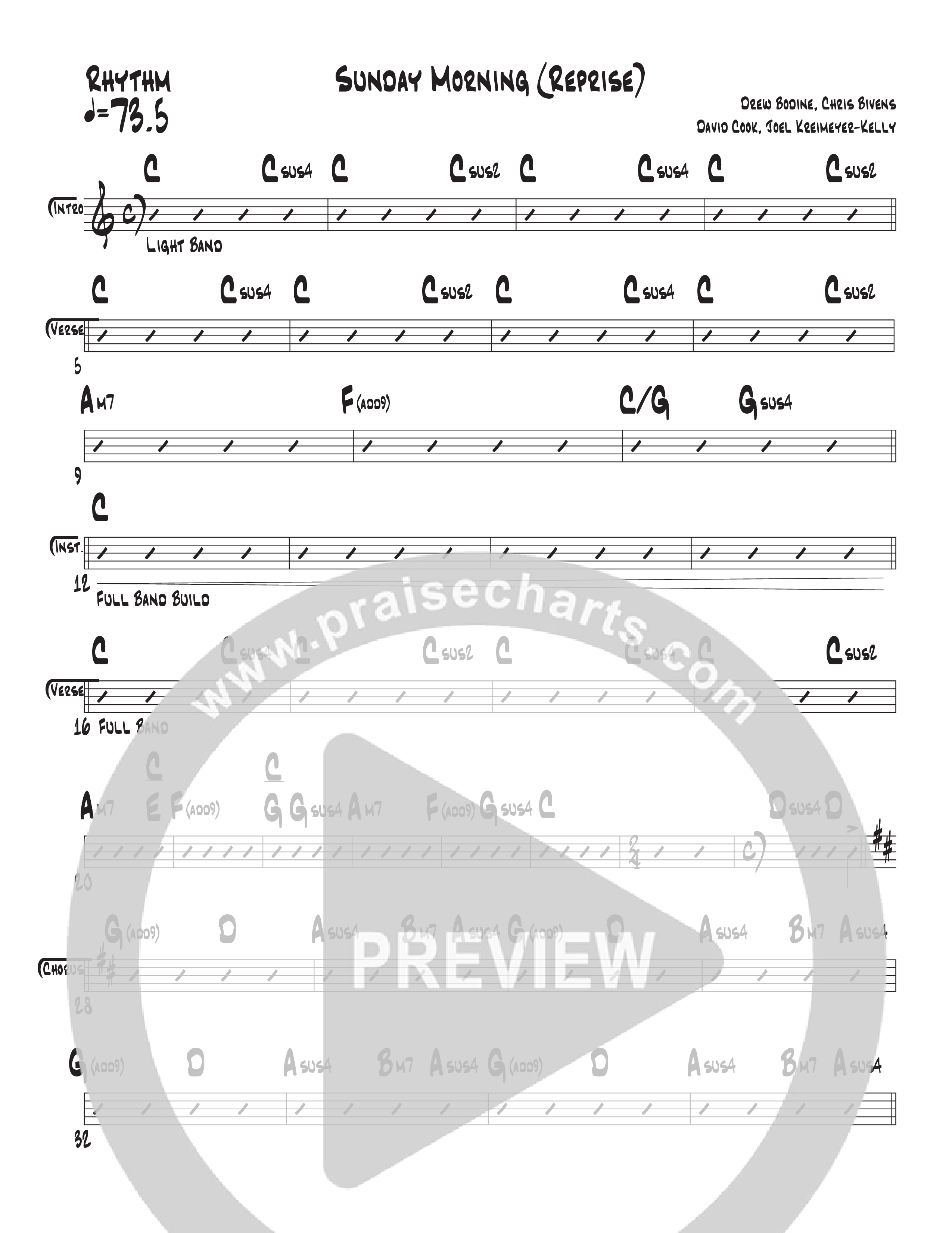 Sunday Morning (Reprise) (Live) Rhythm Chart (Central Live)