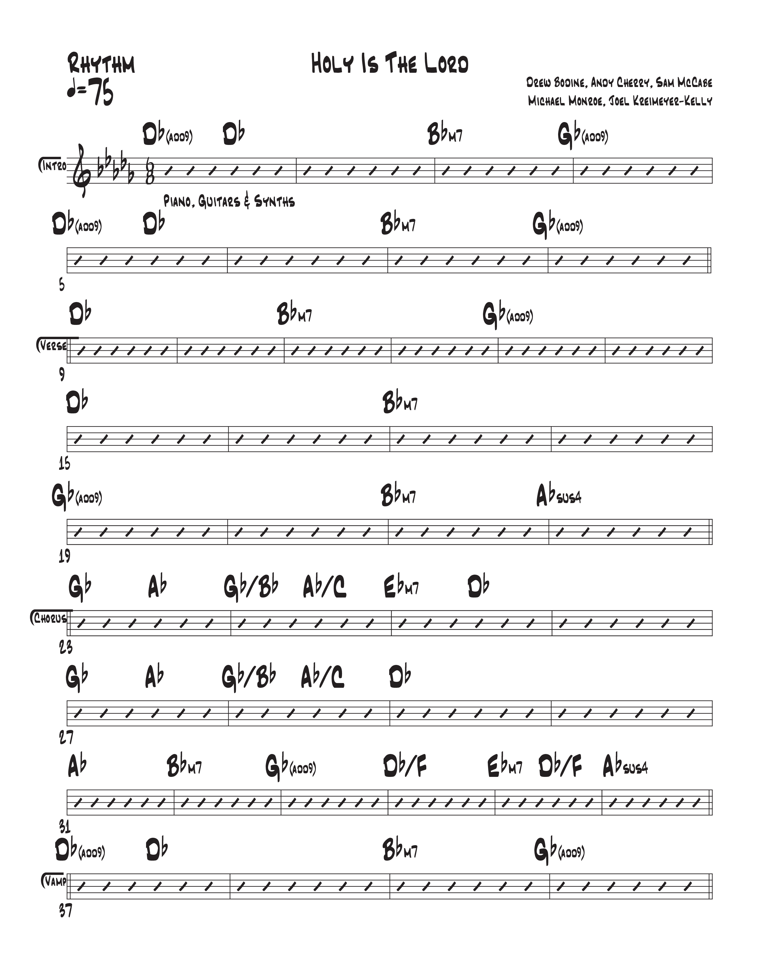 Holy Is The Lord (Live) Rhythm Chart (Central Live)