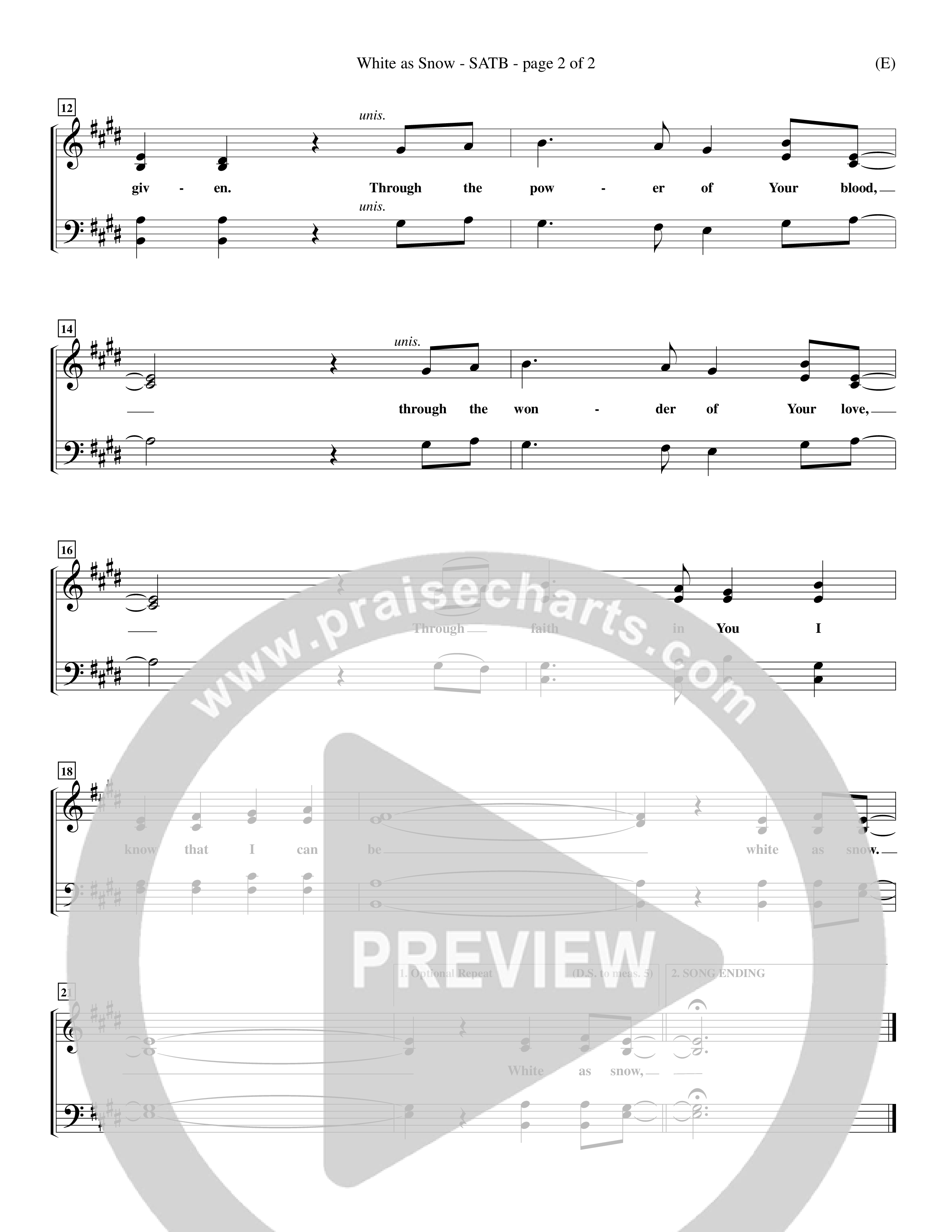 White As Snow (Choral Anthem SATB) Choir Sheet (SATB) (Word Music Choral / Orch. Keith Wilbanks)