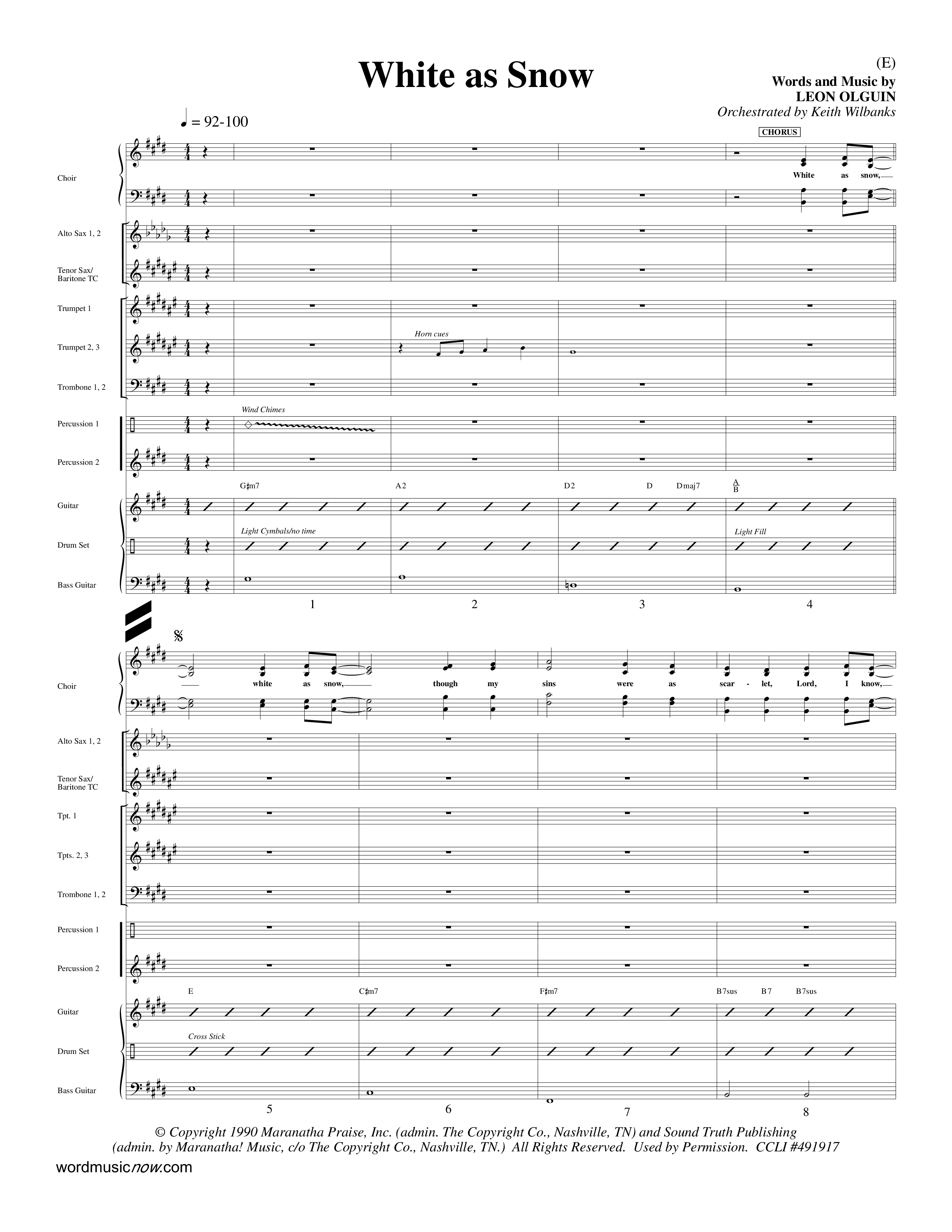 White As Snow (Choral Anthem SATB) Conductor's Score (Word Music Choral / Orch. Keith Wilbanks)