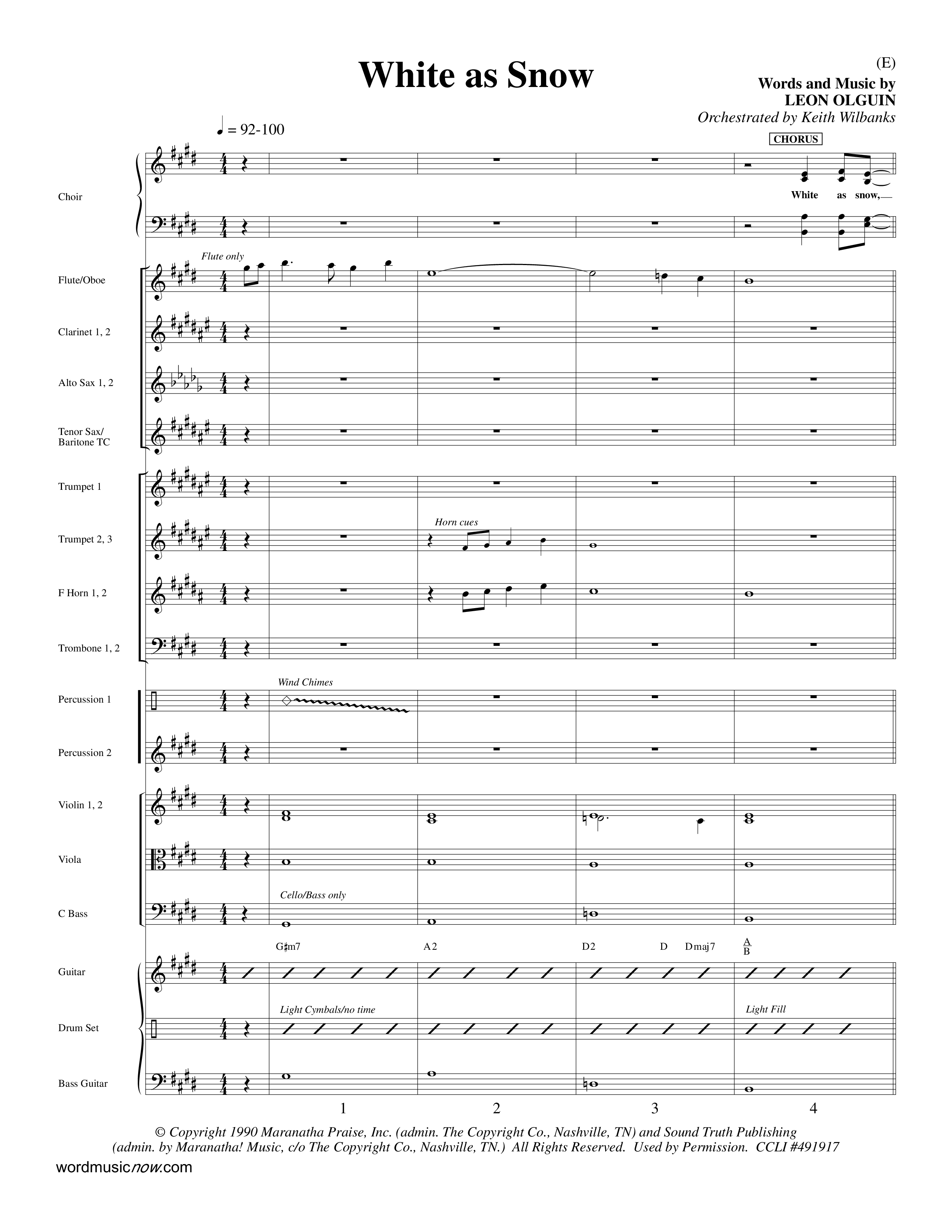 White As Snow (Choral Anthem SATB) Orchestration (Word Music Choral / Orch. Keith Wilbanks)