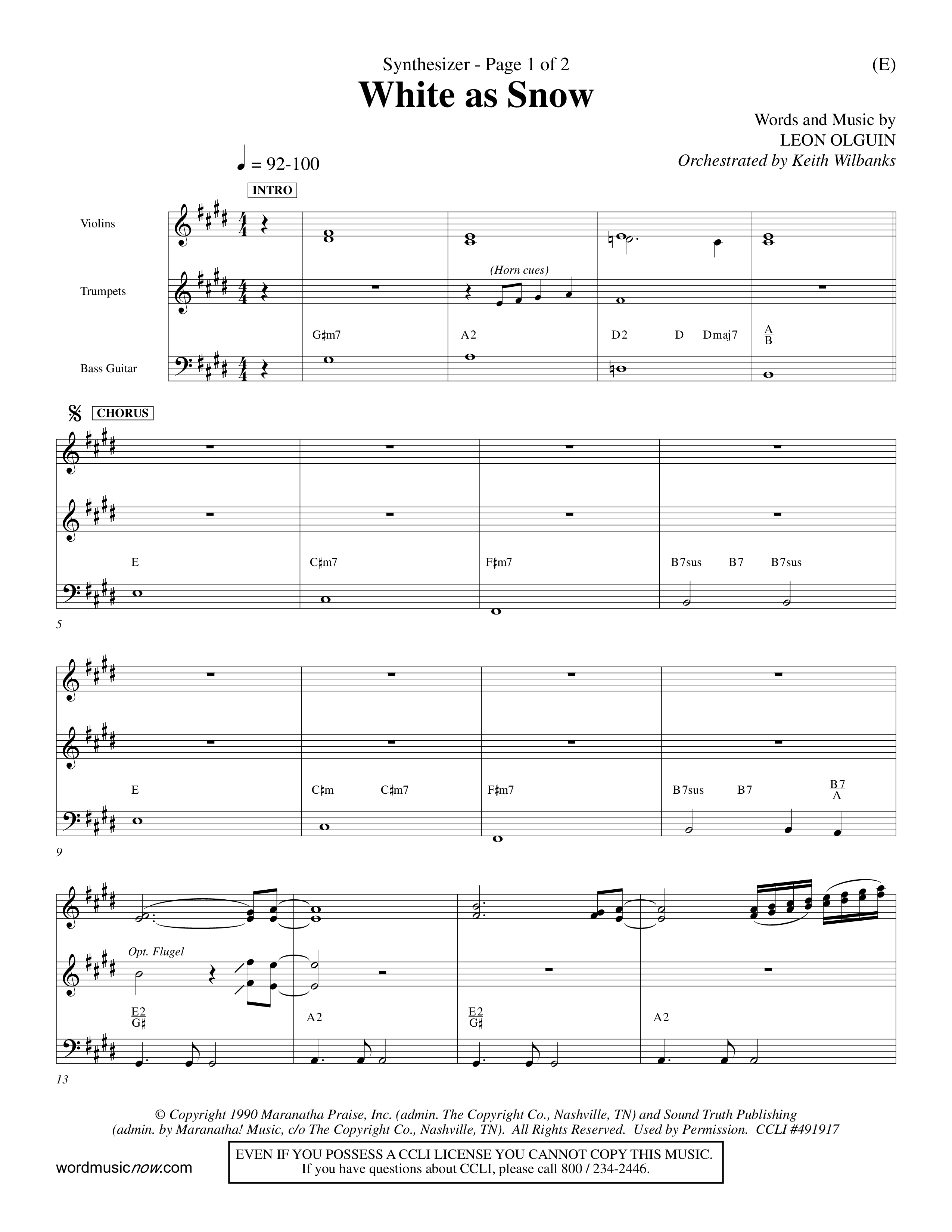 White As Snow (Choral Anthem SATB) Synth (Word Music Choral / Orch. Keith Wilbanks)