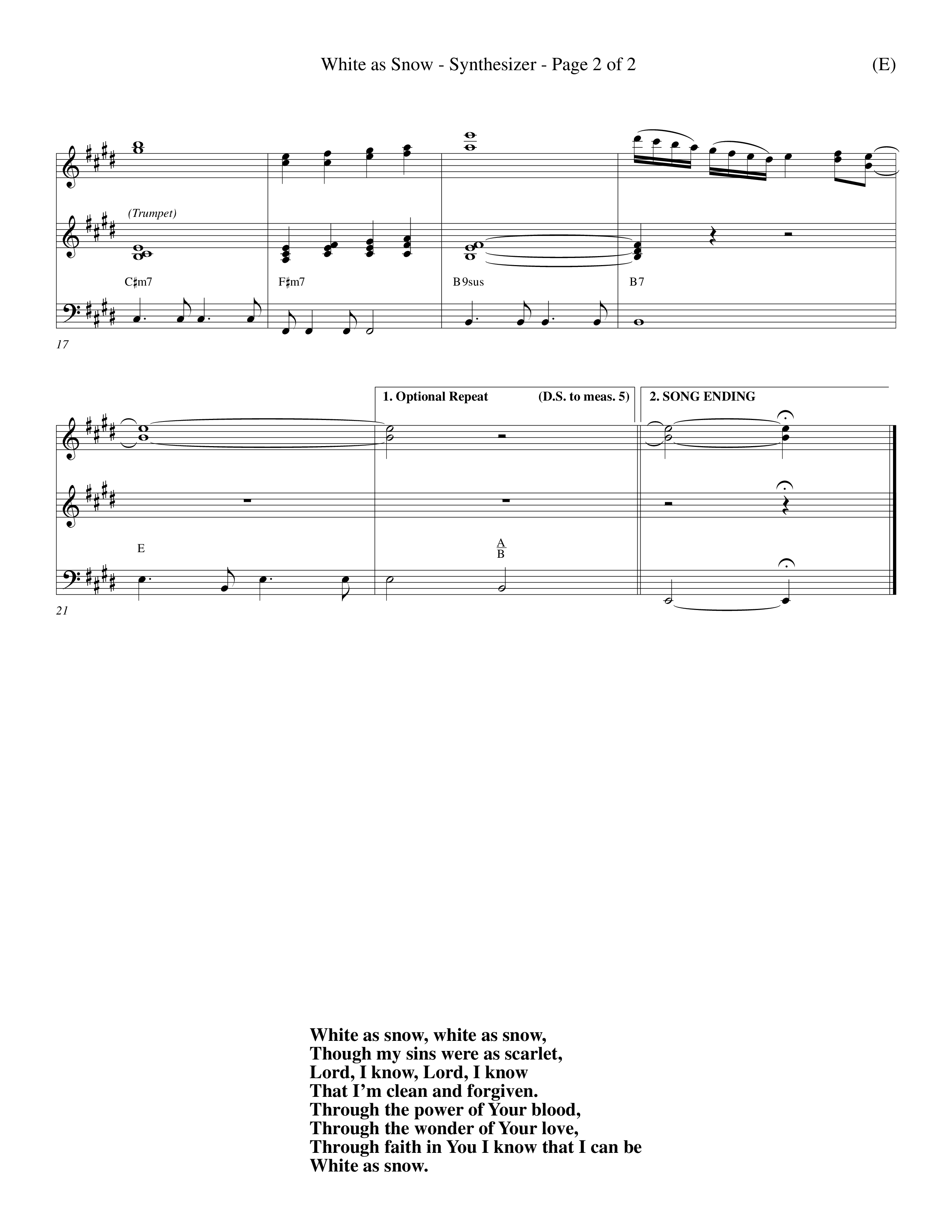 White As Snow (Choral Anthem SATB) Synth (Word Music Choral / Orch. Keith Wilbanks)