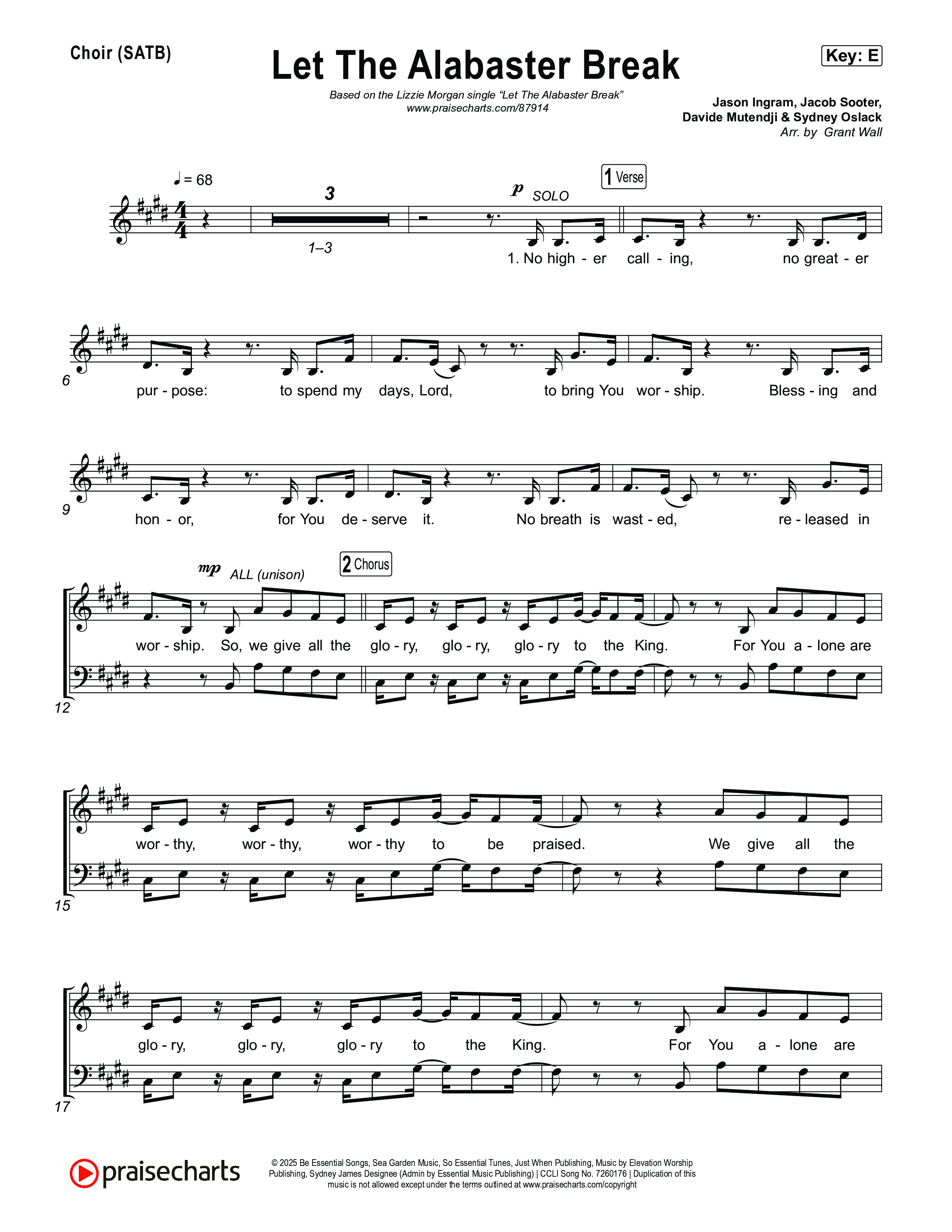 Let The Alabaster Break Choir Sheet (SATB) (Lizzie Morgan)