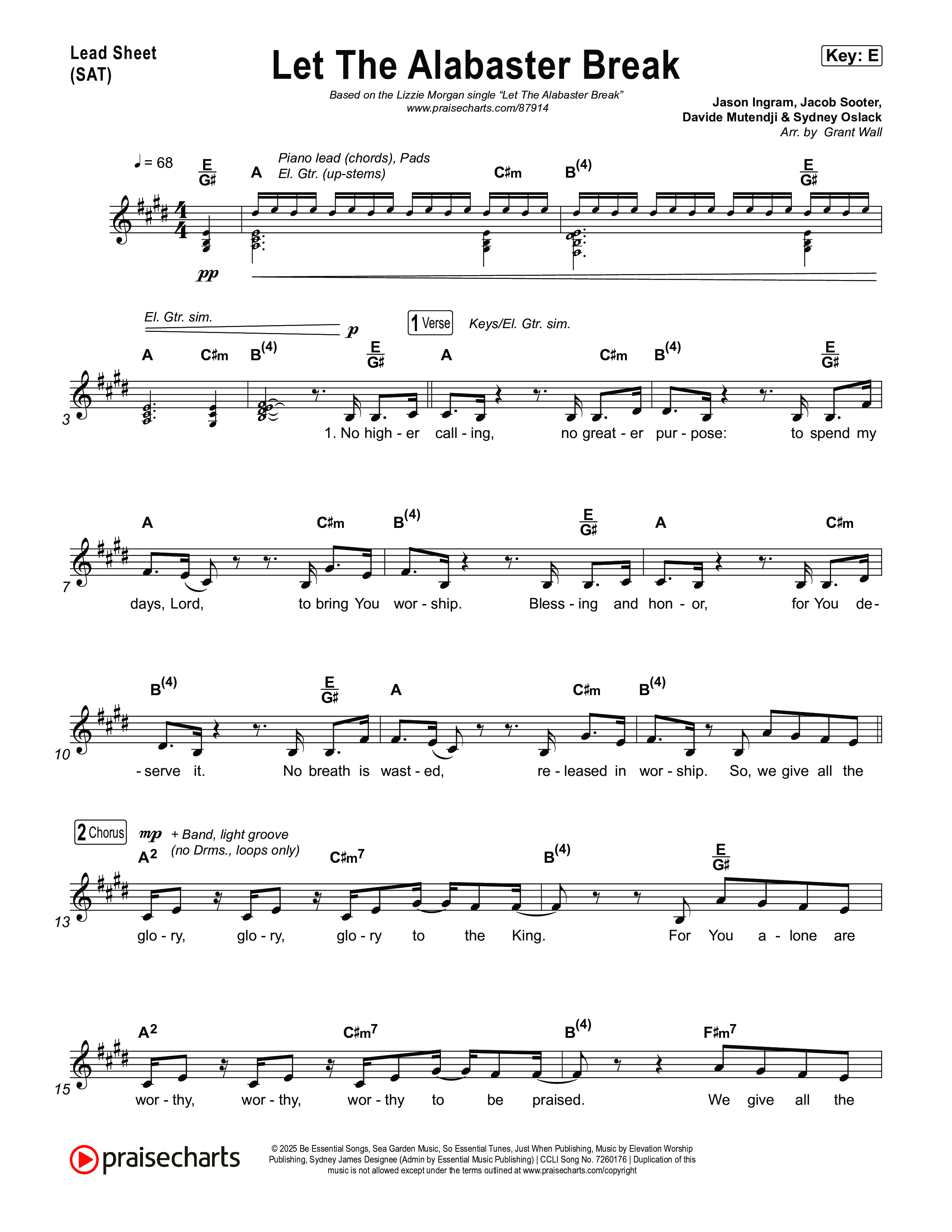 Let The Alabaster Break Lead Sheet (SAT) (Lizzie Morgan)