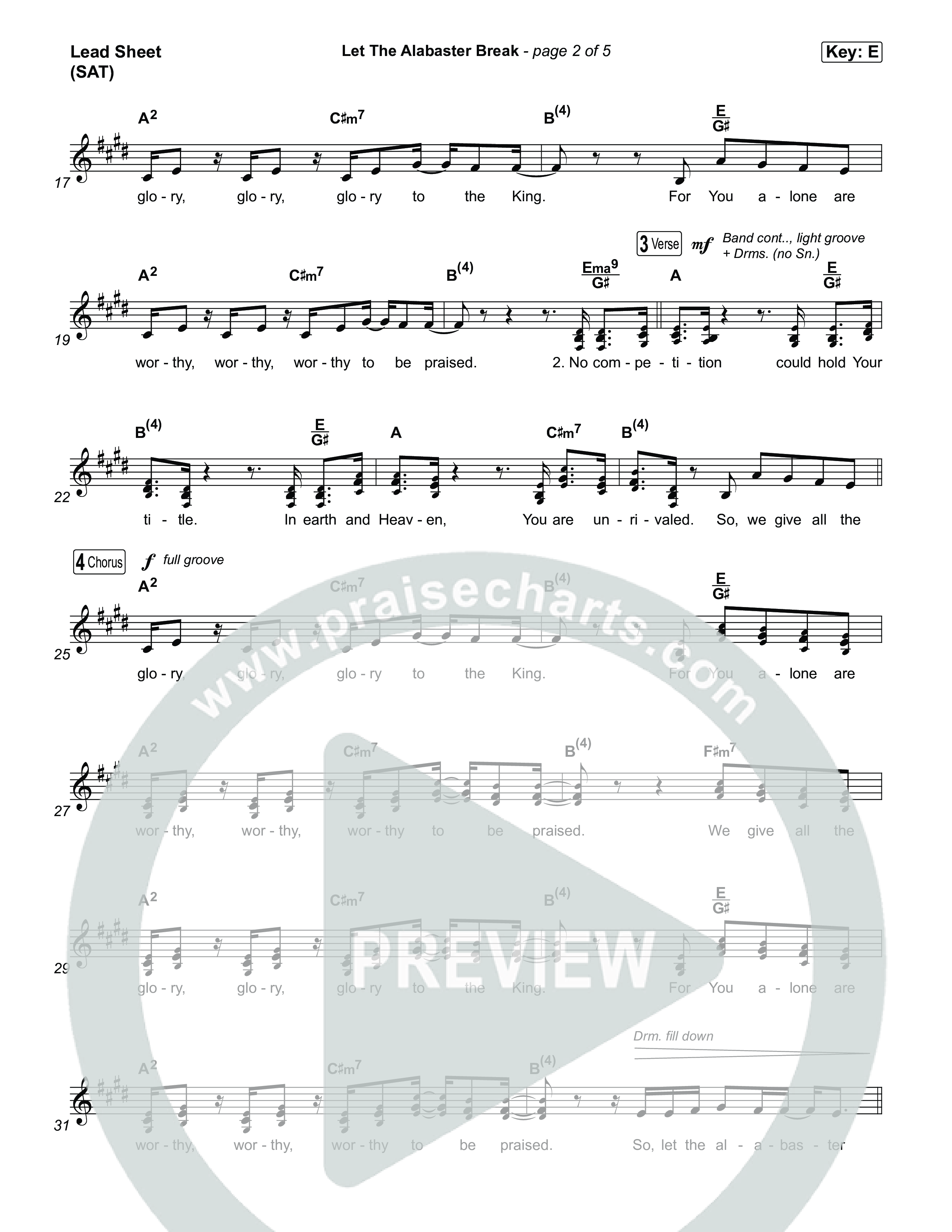 Let The Alabaster Break Lead Sheet (SAT) (Lizzie Morgan)