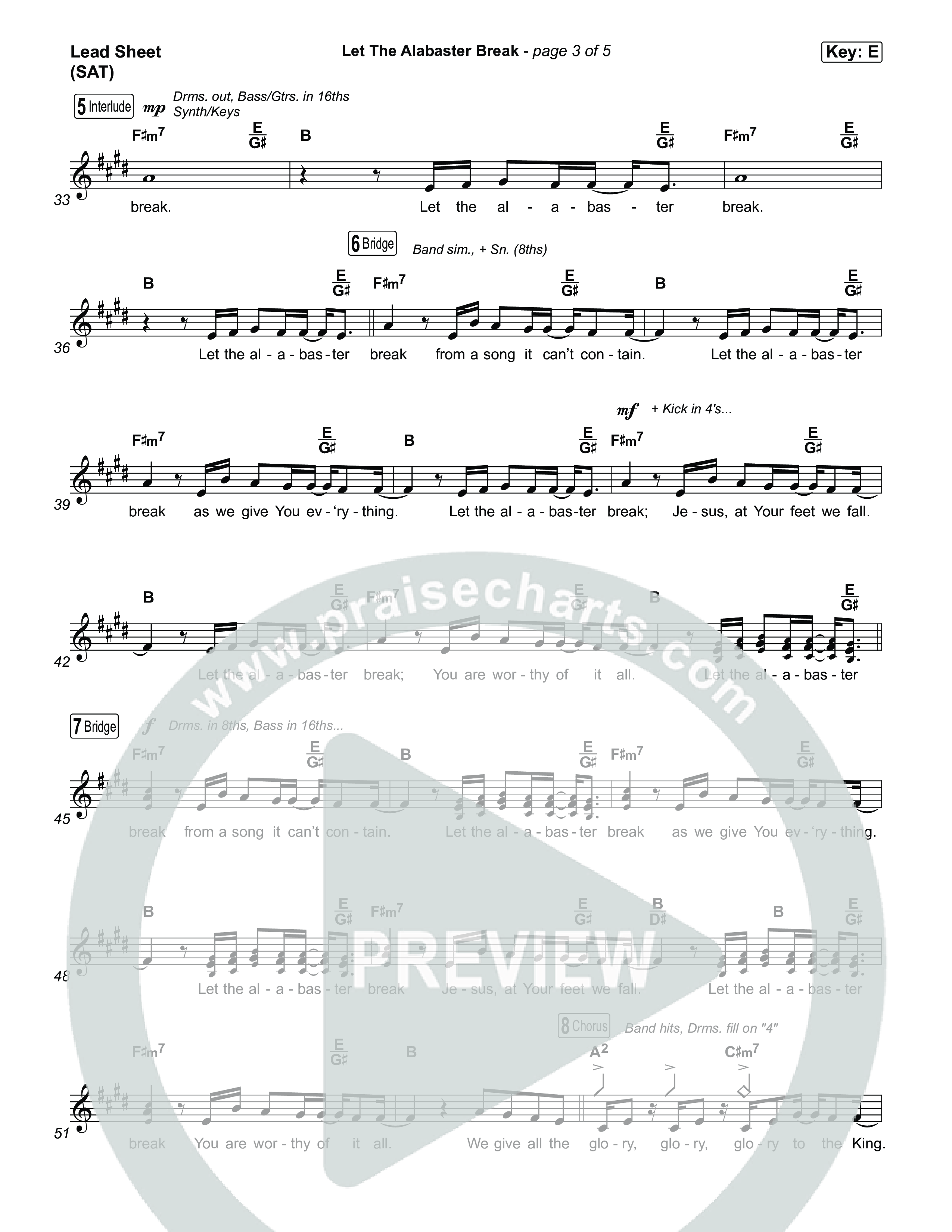 Let The Alabaster Break Lead Sheet (SAT) (Lizzie Morgan)