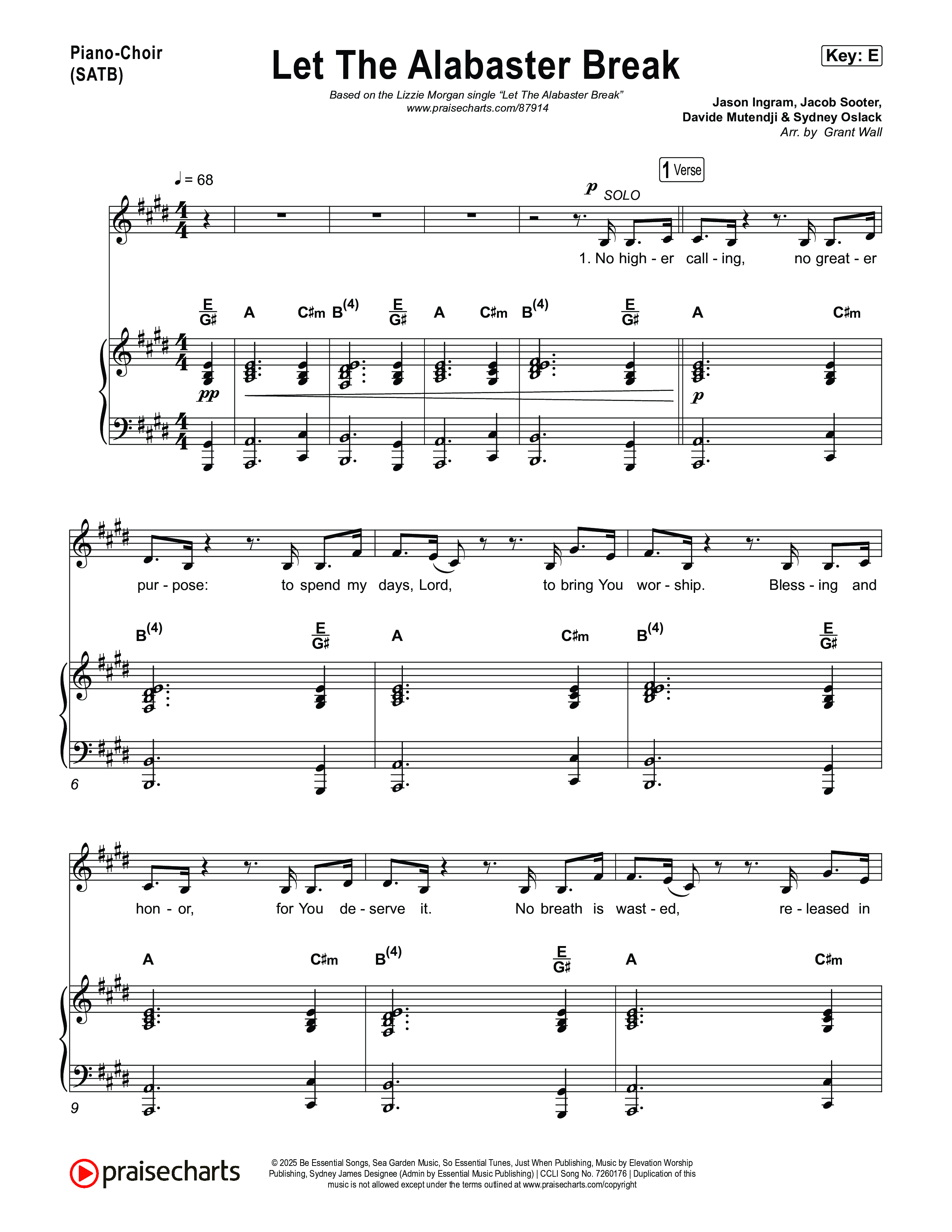 Let The Alabaster Break Piano/Vocal Pack (Lizzie Morgan)