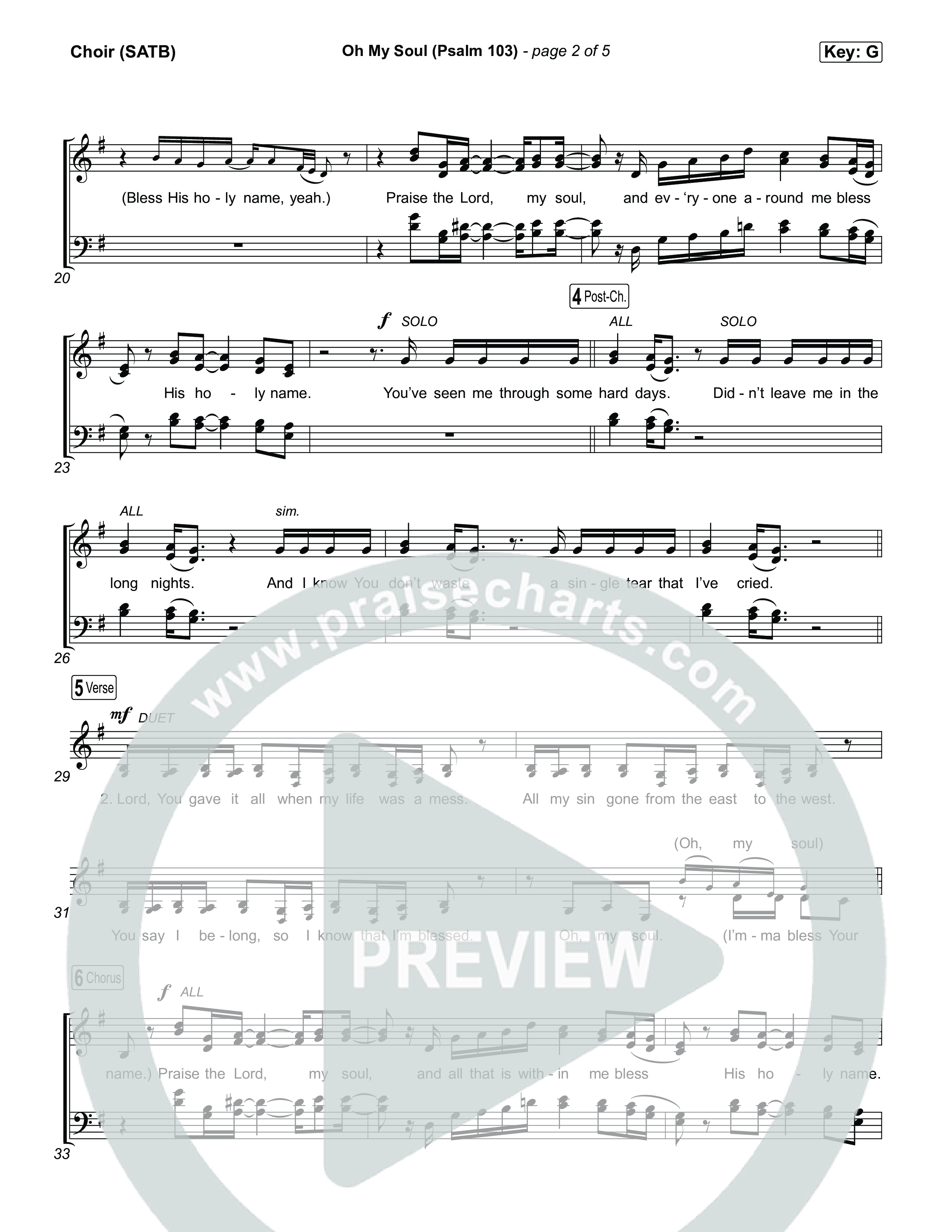 Oh My Soul (Psalm 103) Choir Sheet (SATB) (TobyMac / CeCe Winans)