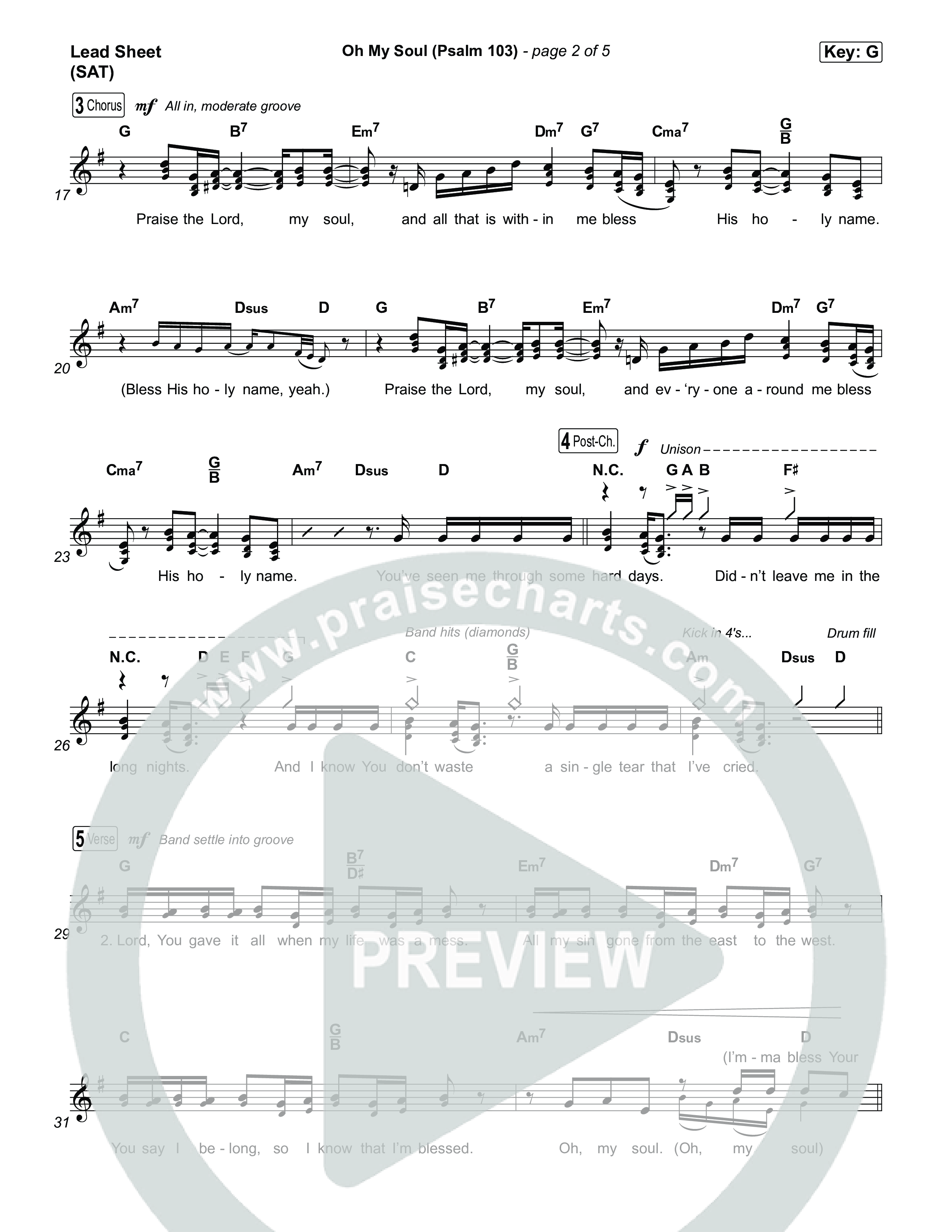 Oh My Soul (Psalm 103) Lead Sheet (SAT) (TobyMac / CeCe Winans)