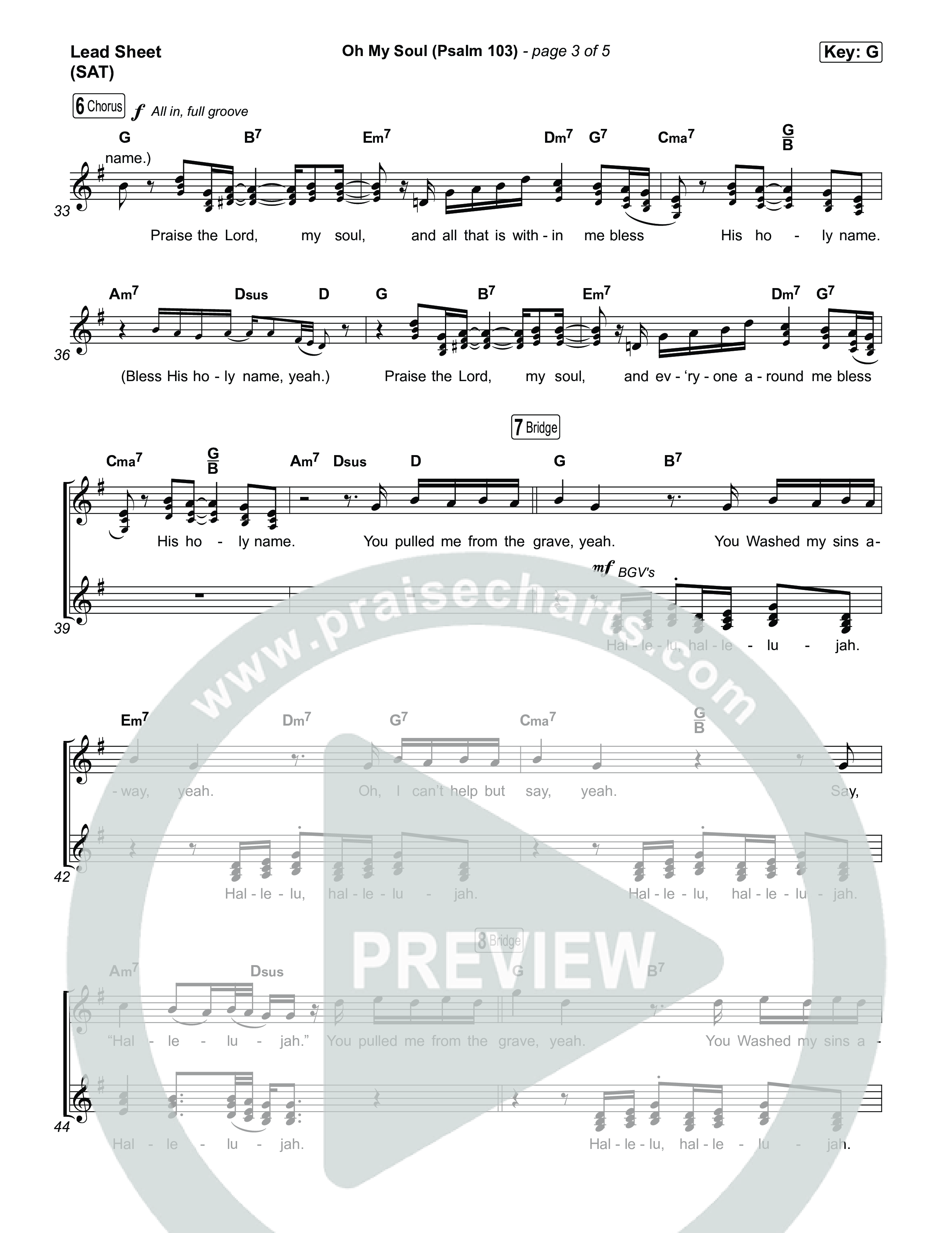 Oh My Soul (Psalm 103) Lead Sheet (SAT) (TobyMac / CeCe Winans)