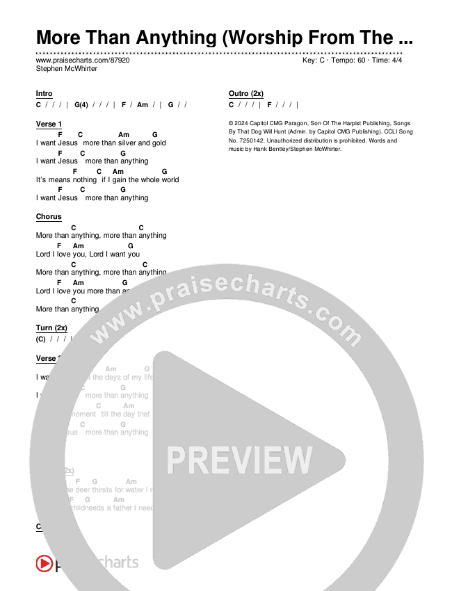 More Than Anything (Worship From The Studio) Chords & Lyrics (Stephen McWhirter)
