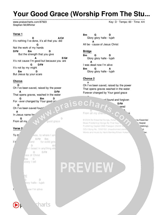 Your Good Grace (Worship From The Studio) Chords & Lyrics (Stephen McWhirter)