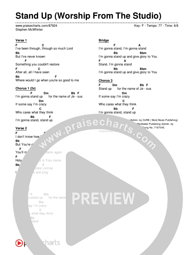 Stand Up (Worship From The Studio) Chords & Lyrics (Stephen McWhirter)