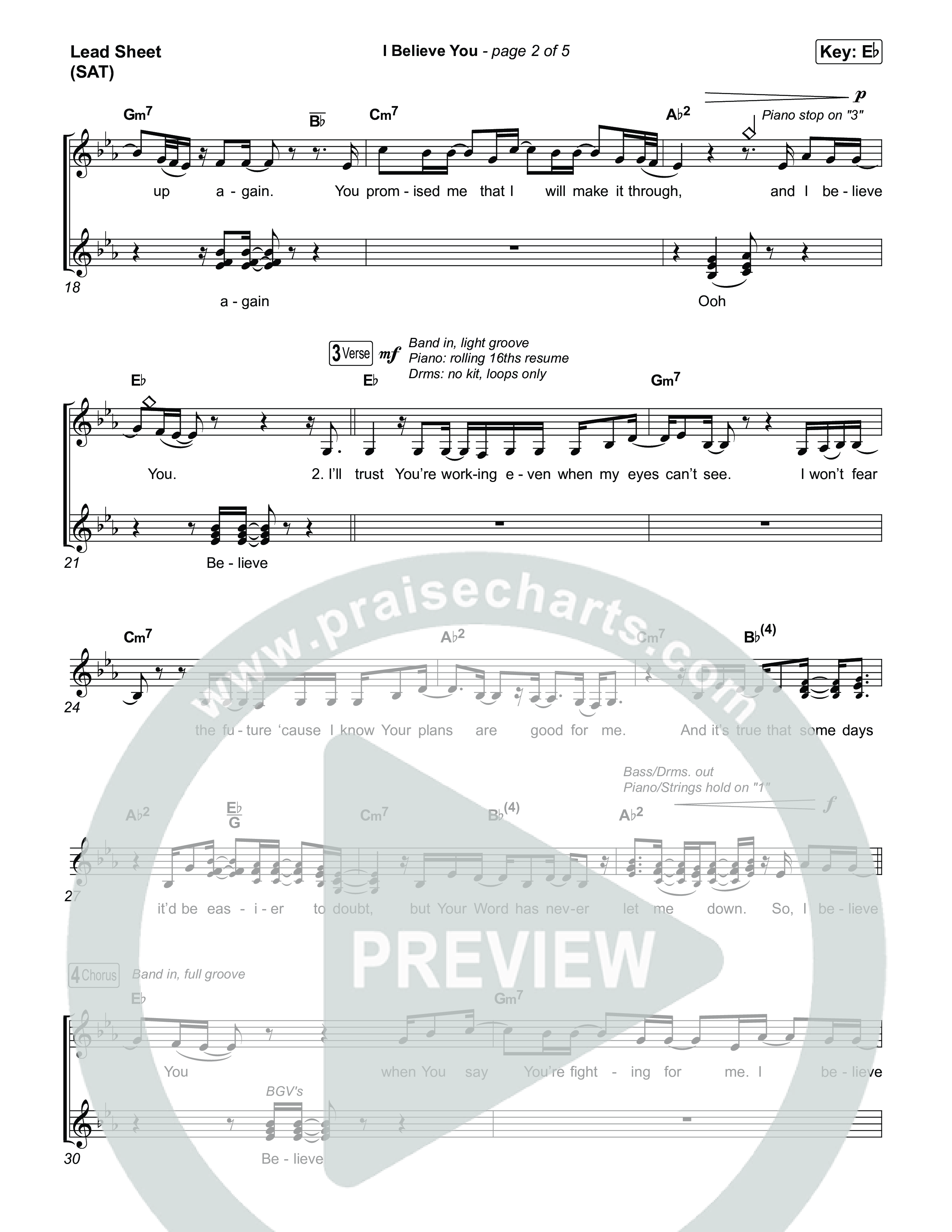 I Believe You Lead Sheet (SAT) (Megan Woods)