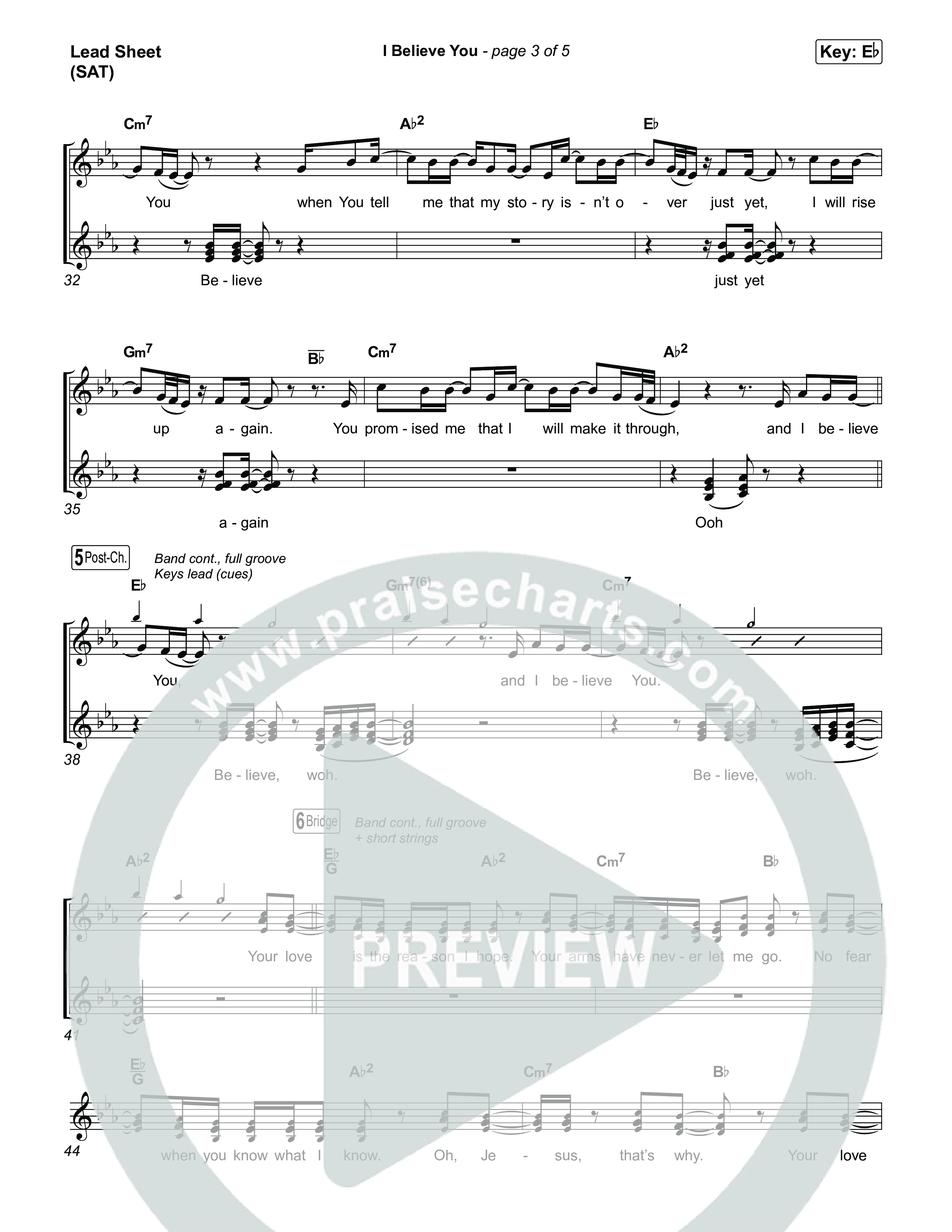 I Believe You Lead Sheet (SAT) (Megan Woods)