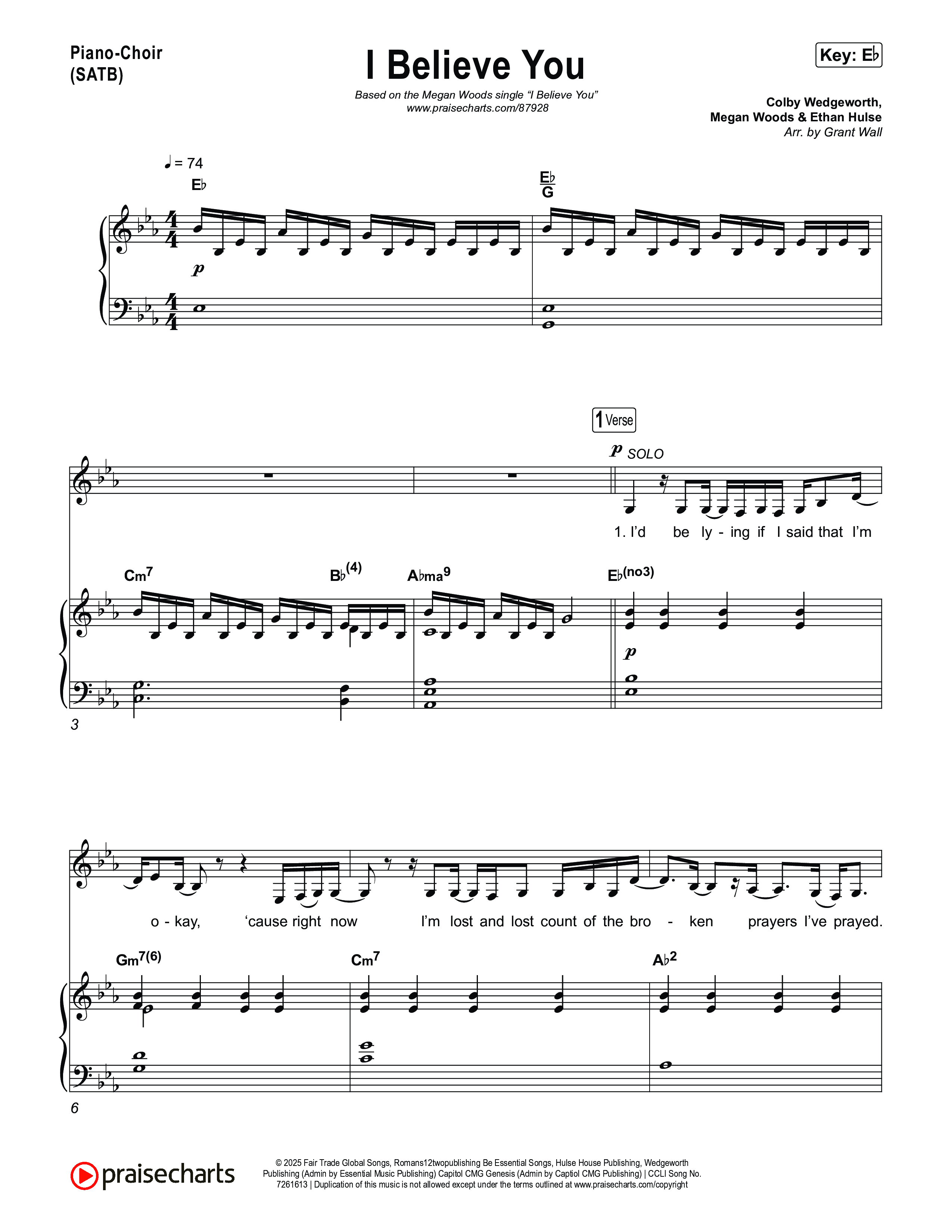 I Believe You Piano/Vocal Pack (Megan Woods)