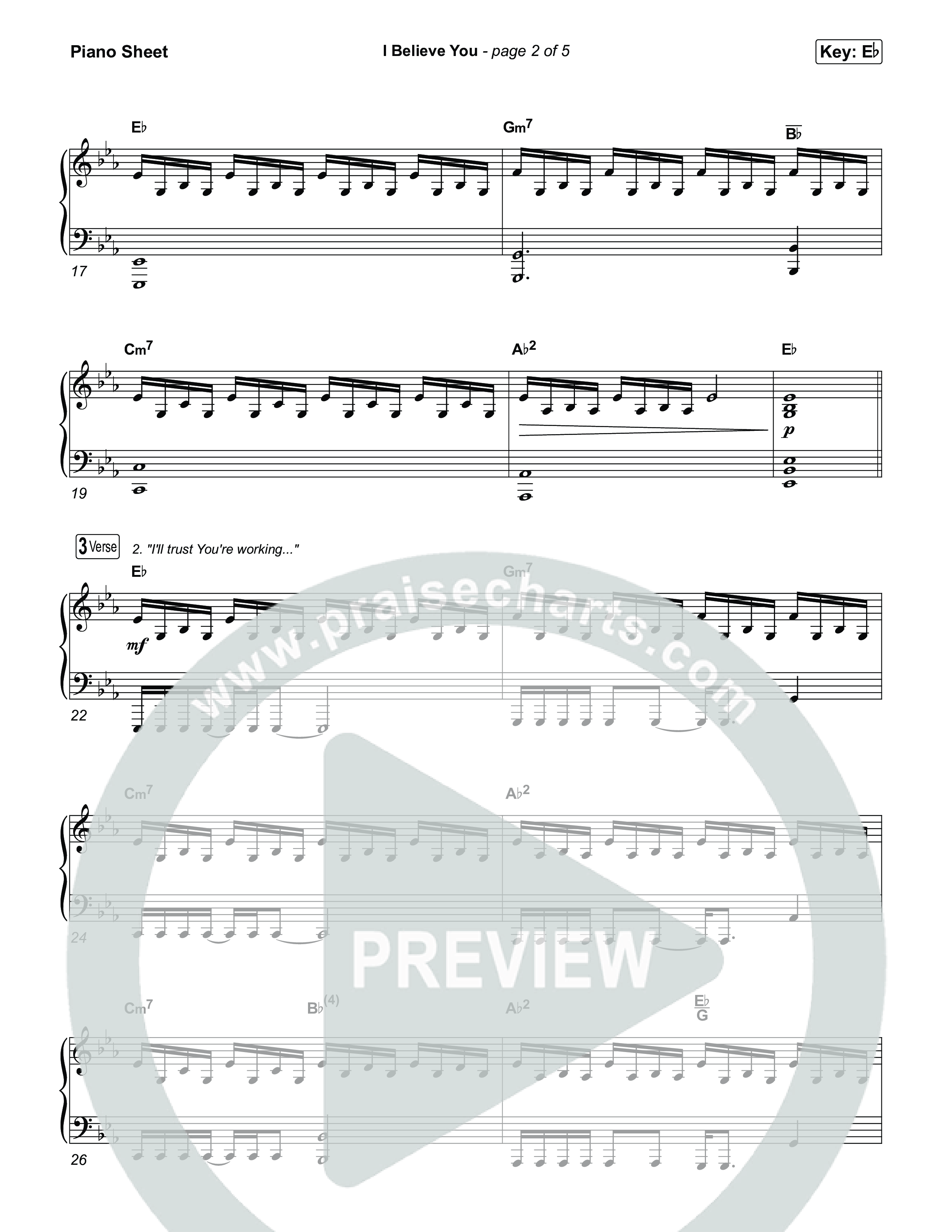 I Believe You Piano Sheet (Megan Woods)