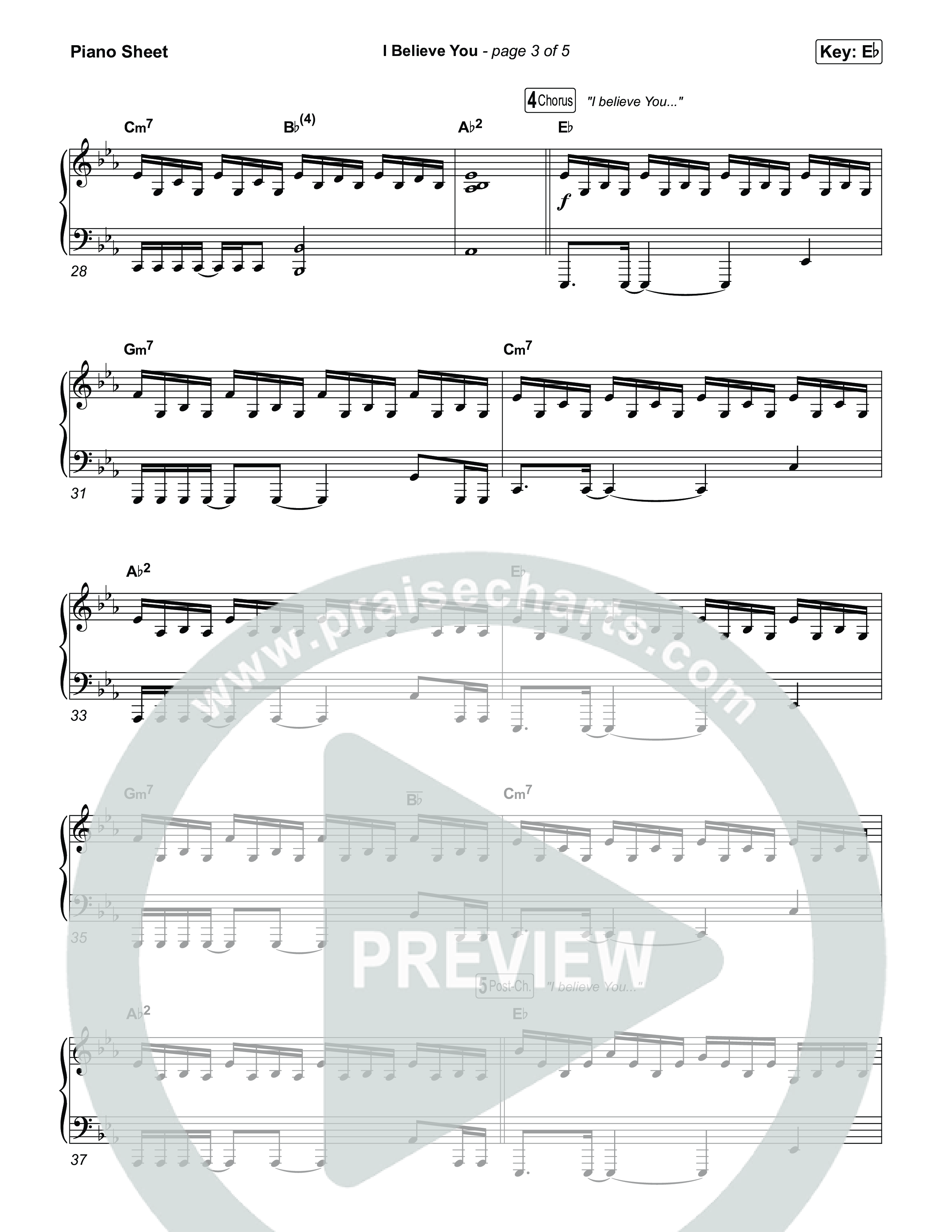 I Believe You Piano Sheet (Megan Woods)