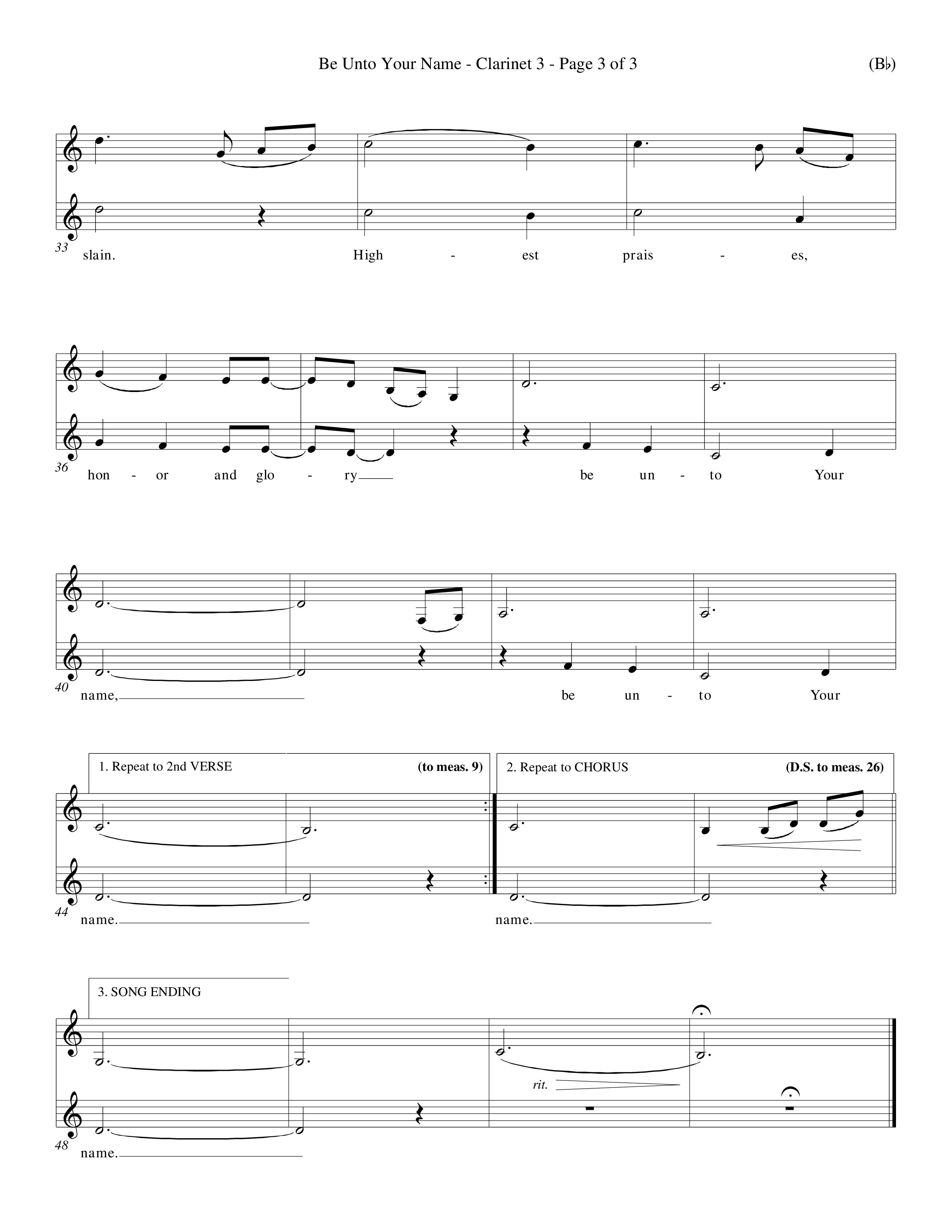 Be Unto Your Name (Choral Anthem SATB) Clarinet 3 (Word Music Choral / Orch. Michael Lawrence)