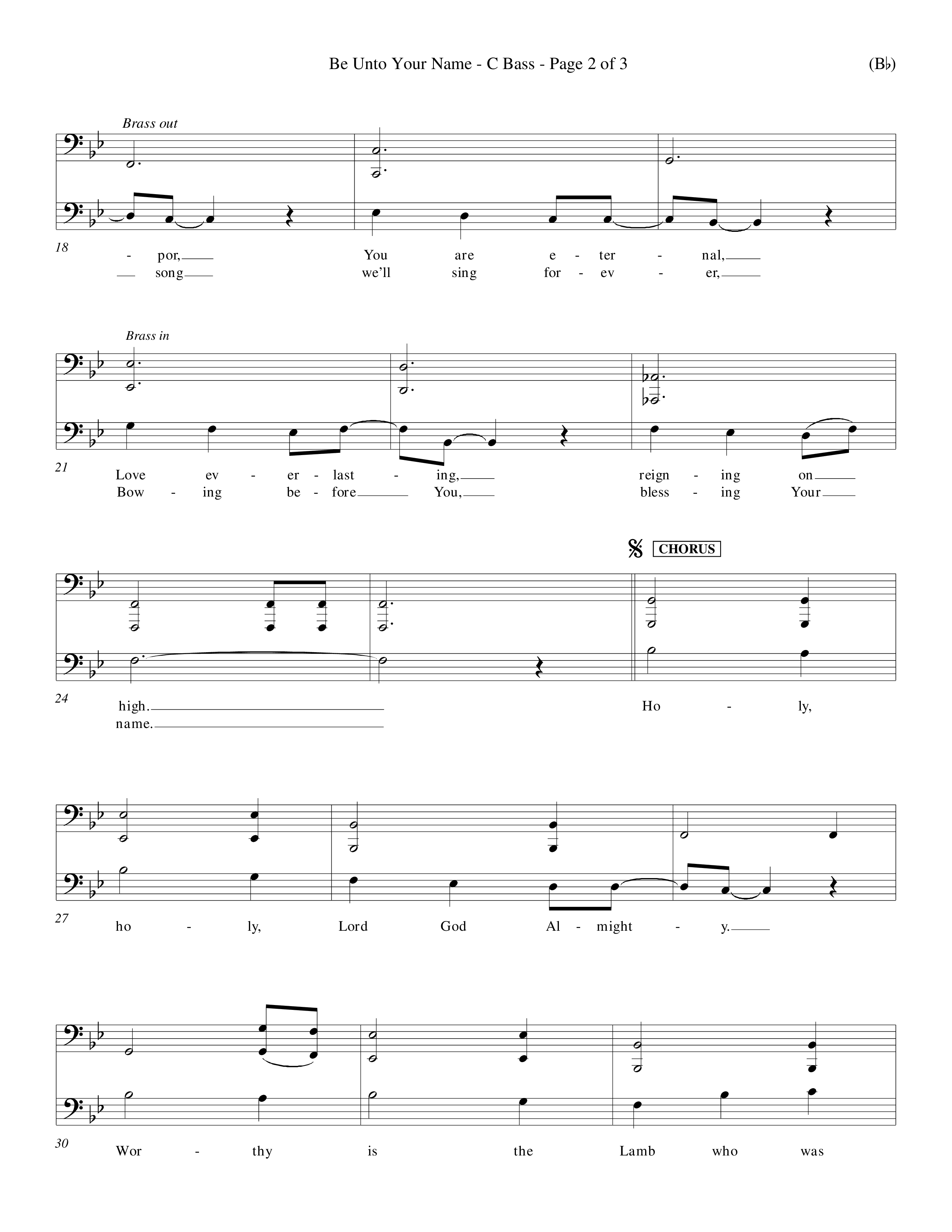 Be Unto Your Name (Choral Anthem SATB) Contrabass (Word Music Choral / Orch. Michael Lawrence)