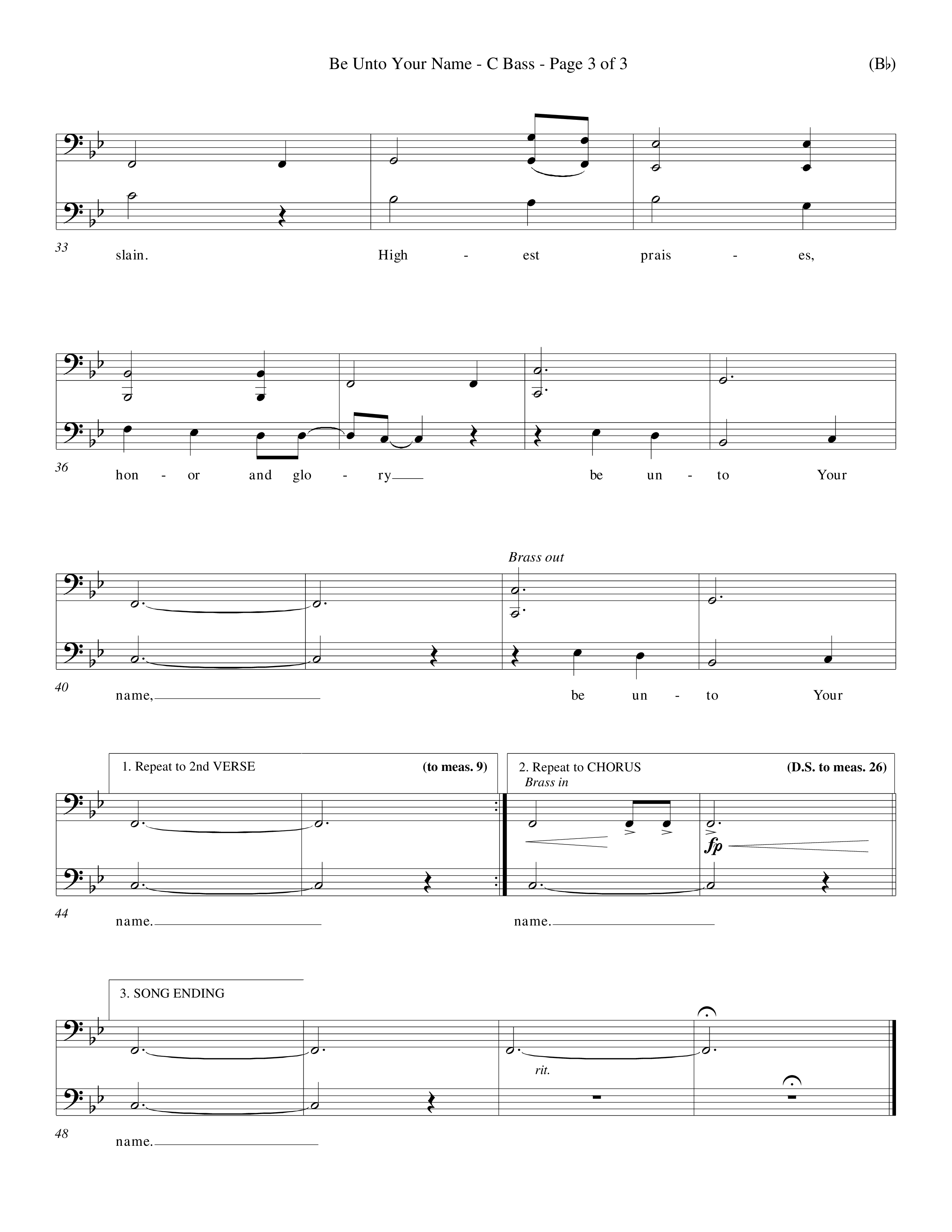 Be Unto Your Name (Choral Anthem SATB) Contrabass (Word Music Choral / Orch. Michael Lawrence)