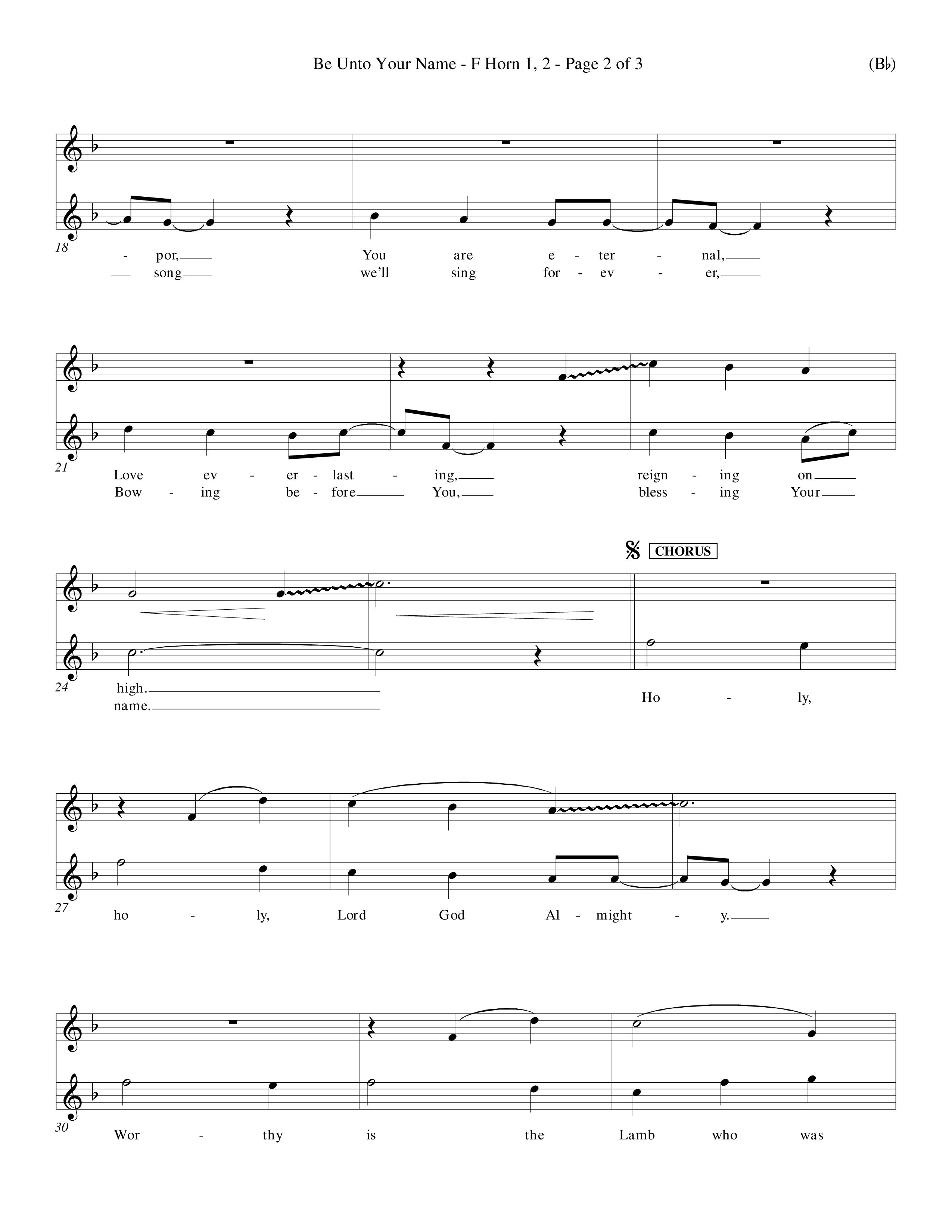 Be Unto Your Name (Choral Anthem SATB) French Horn (Word Music Choral / Orch. Michael Lawrence)
