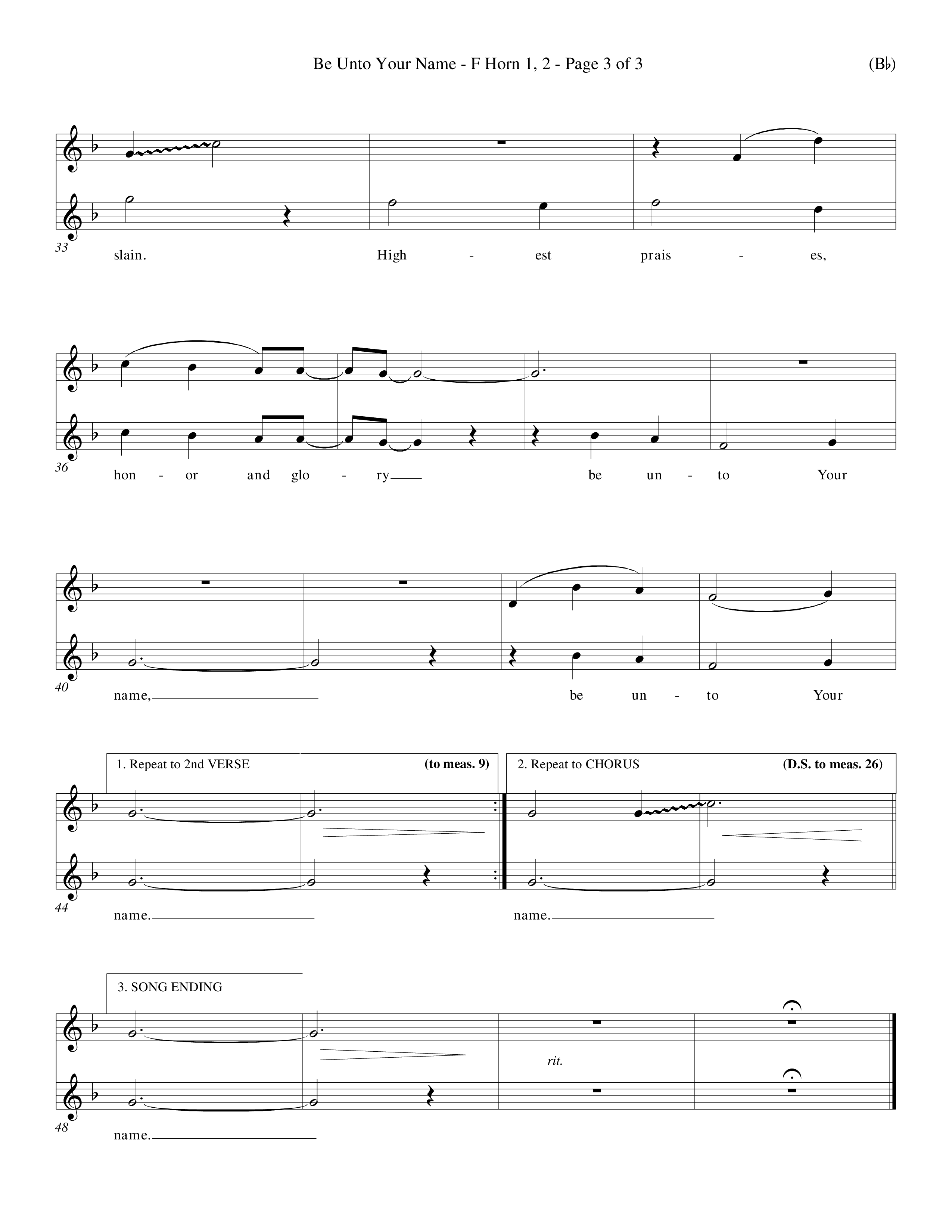 Be Unto Your Name (Choral Anthem SATB) French Horn (Word Music Choral / Orch. Michael Lawrence)