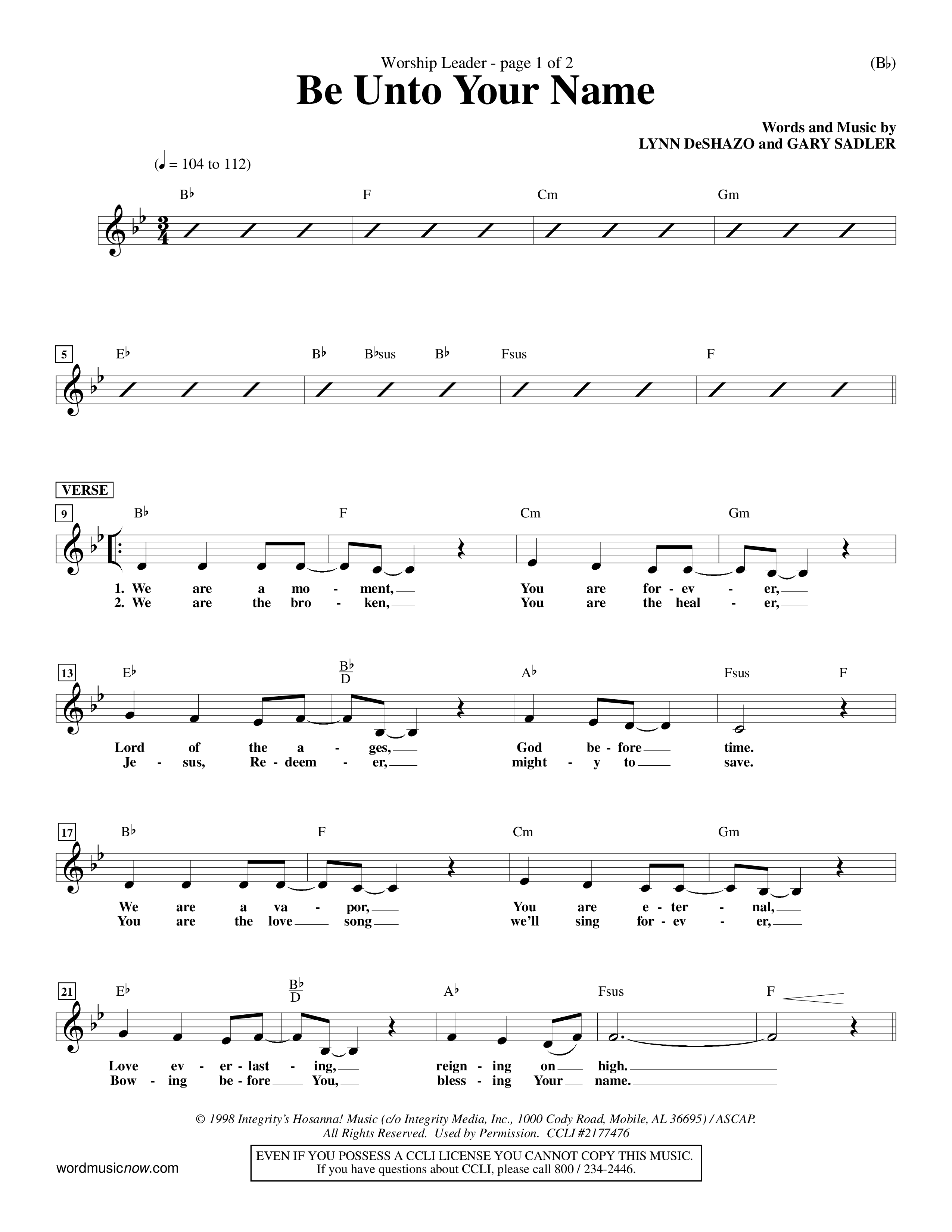 Be Unto Your Name (Choral Anthem SATB) Rhythm Pack (Word Music Choral / Orch. Michael Lawrence)