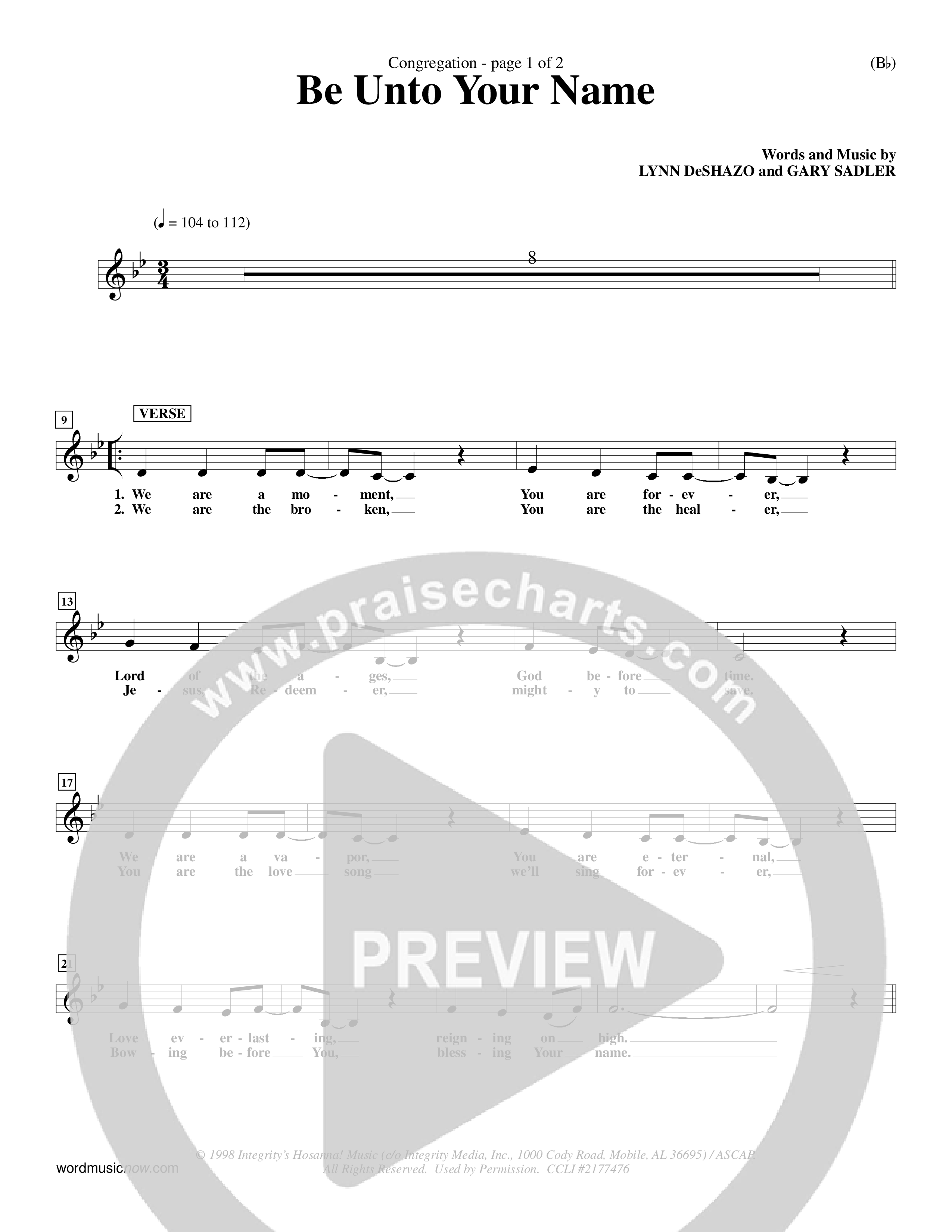 Be Unto Your Name (Choral Anthem SATB) Rhythm Pack (Word Music Choral / Orch. Michael Lawrence)