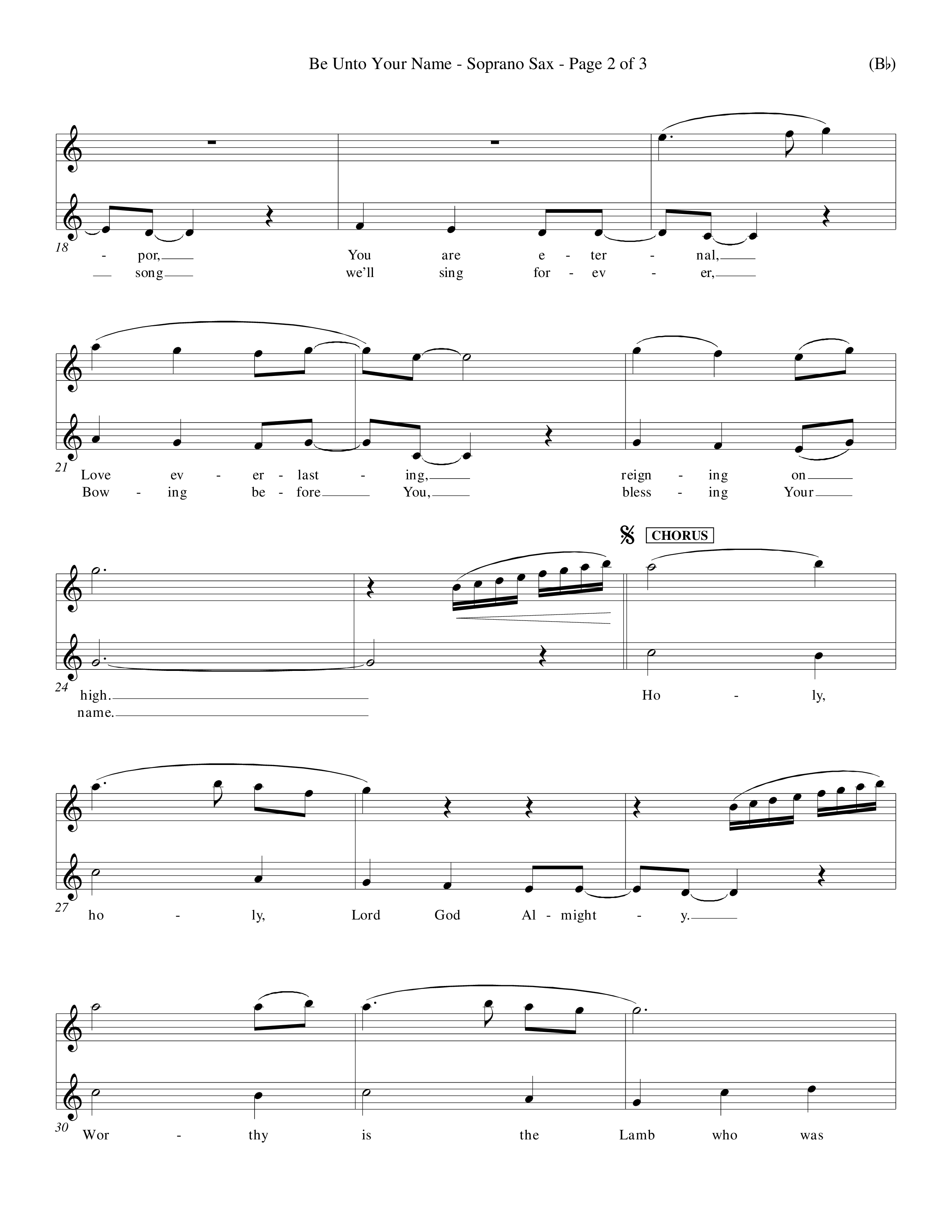 Be Unto Your Name (Choral Anthem SATB) Saxophone (Word Music Choral / Orch. Michael Lawrence)