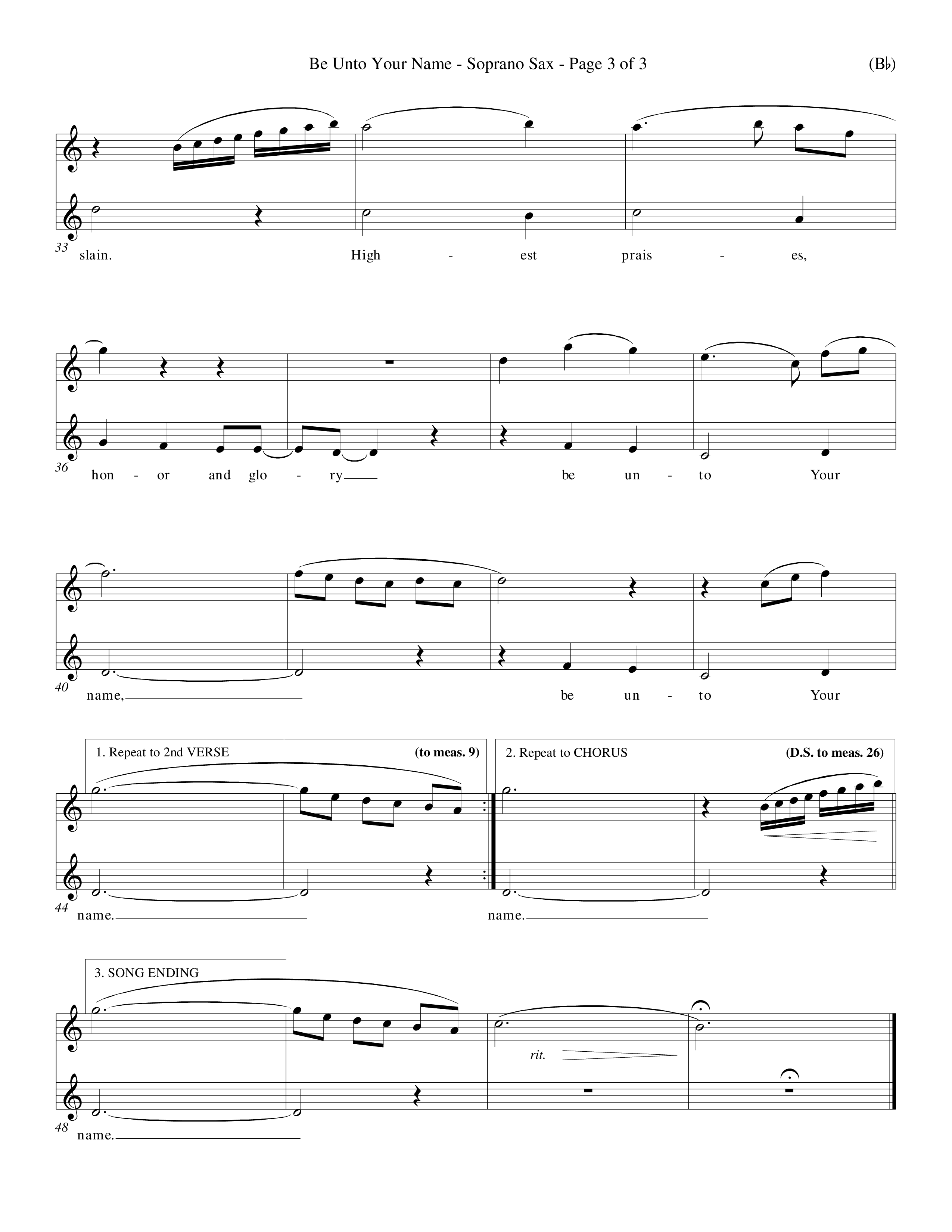 Be Unto Your Name (Choral Anthem SATB) Saxophone (Word Music Choral / Orch. Michael Lawrence)