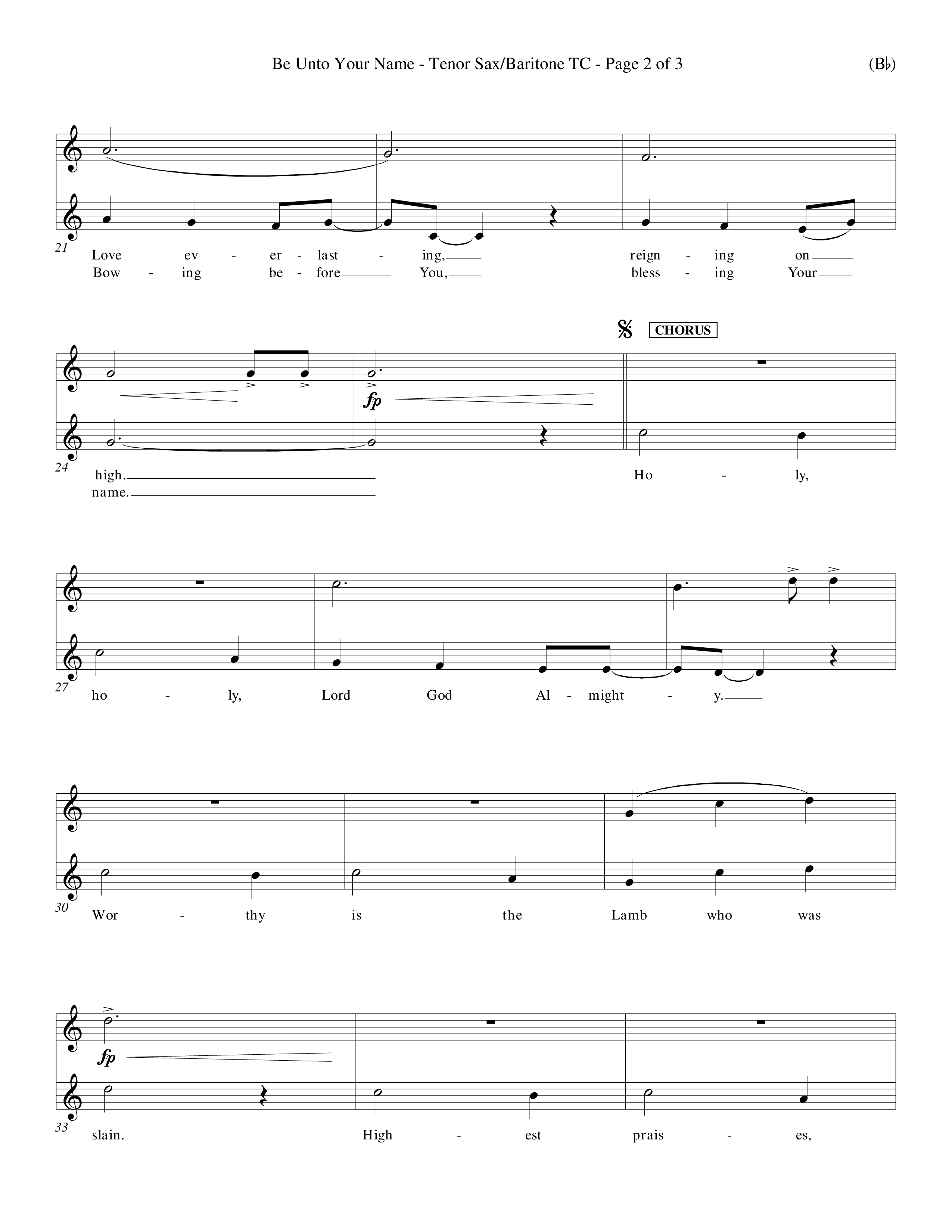 Be Unto Your Name (Choral Anthem SATB) Tenor Sax/Baritone T.C. (Word Music Choral / Orch. Michael Lawrence)