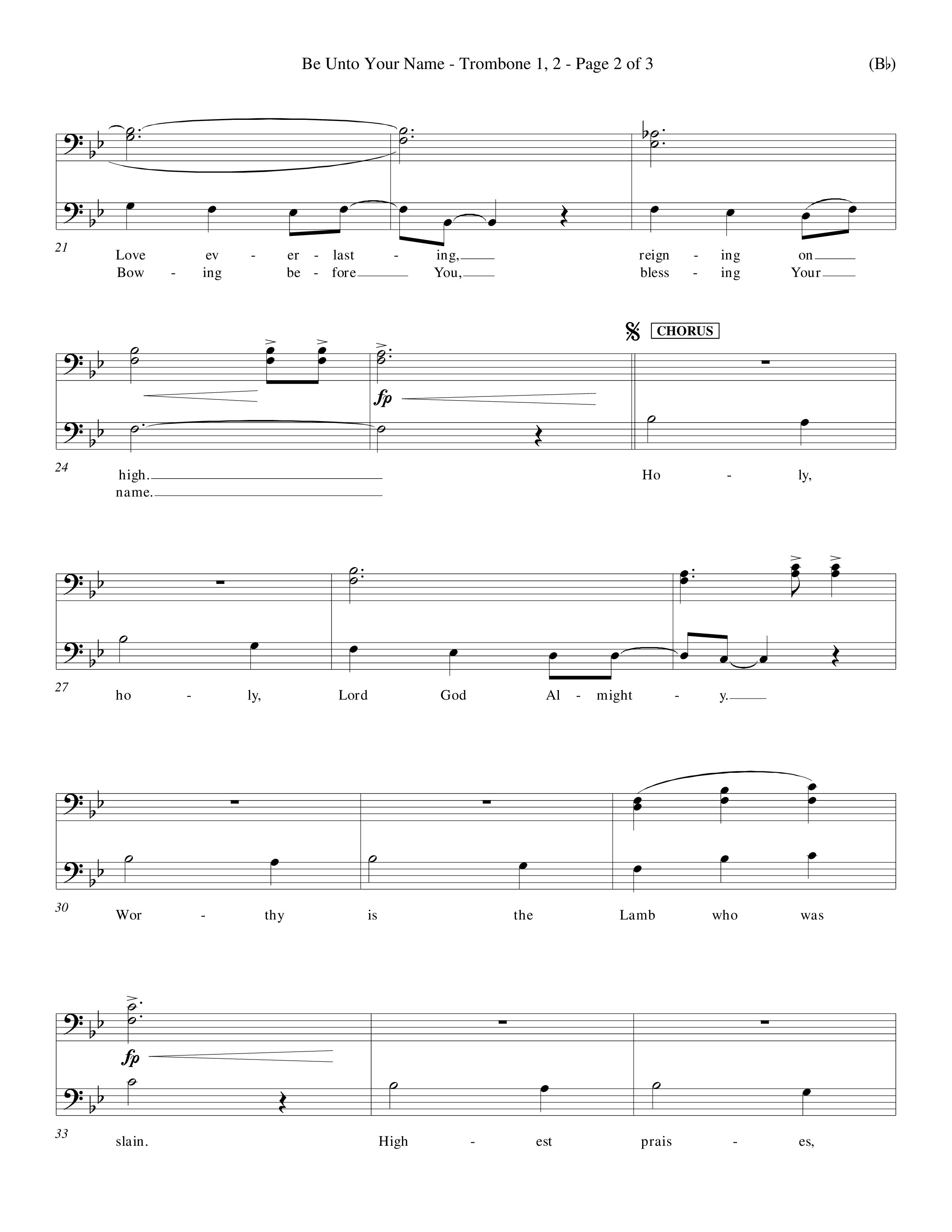 Be Unto Your Name (Choral Anthem SATB) Trombone 1/2 (Word Music Choral / Orch. Michael Lawrence)