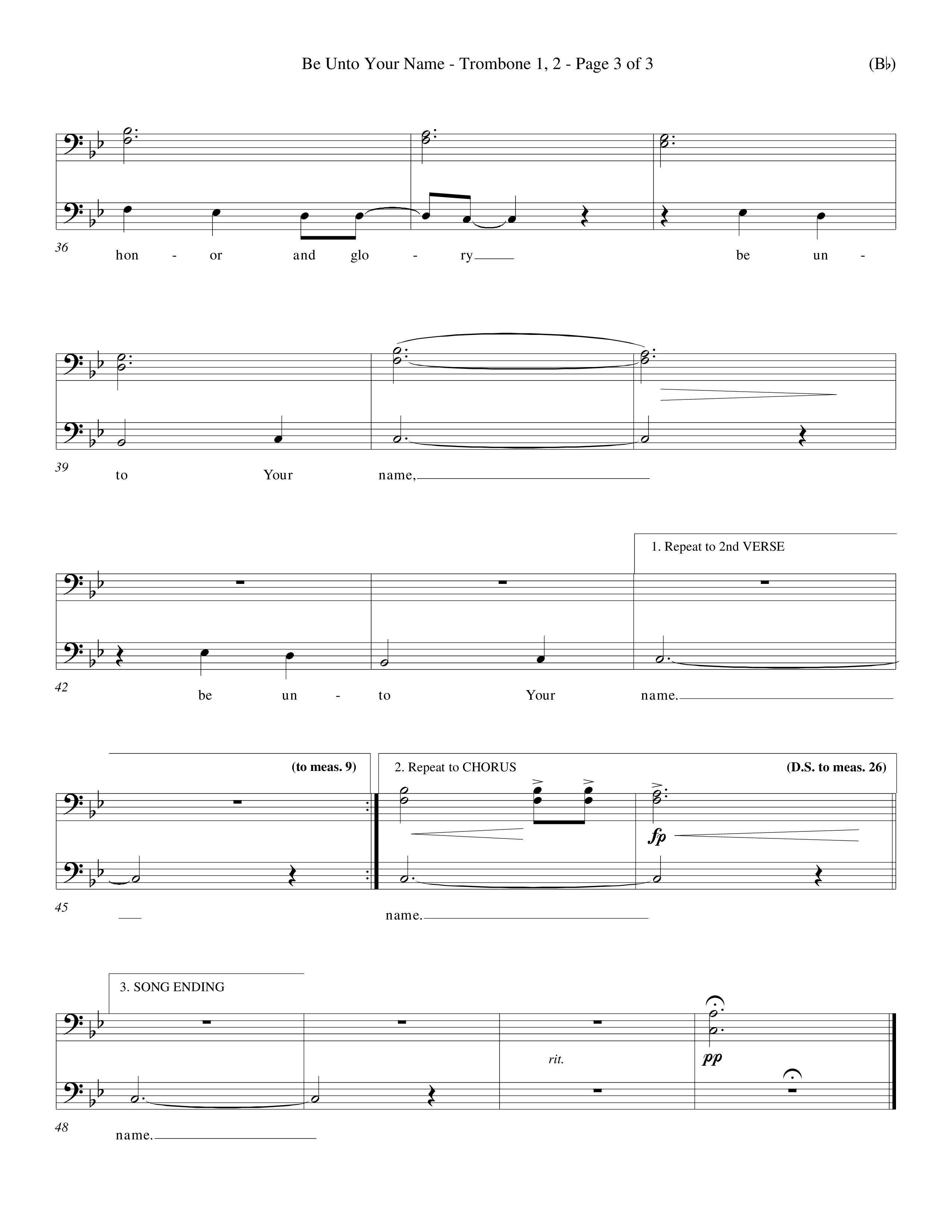 Be Unto Your Name (Choral Anthem SATB) Trombone 1/2 (Word Music Choral / Orch. Michael Lawrence)