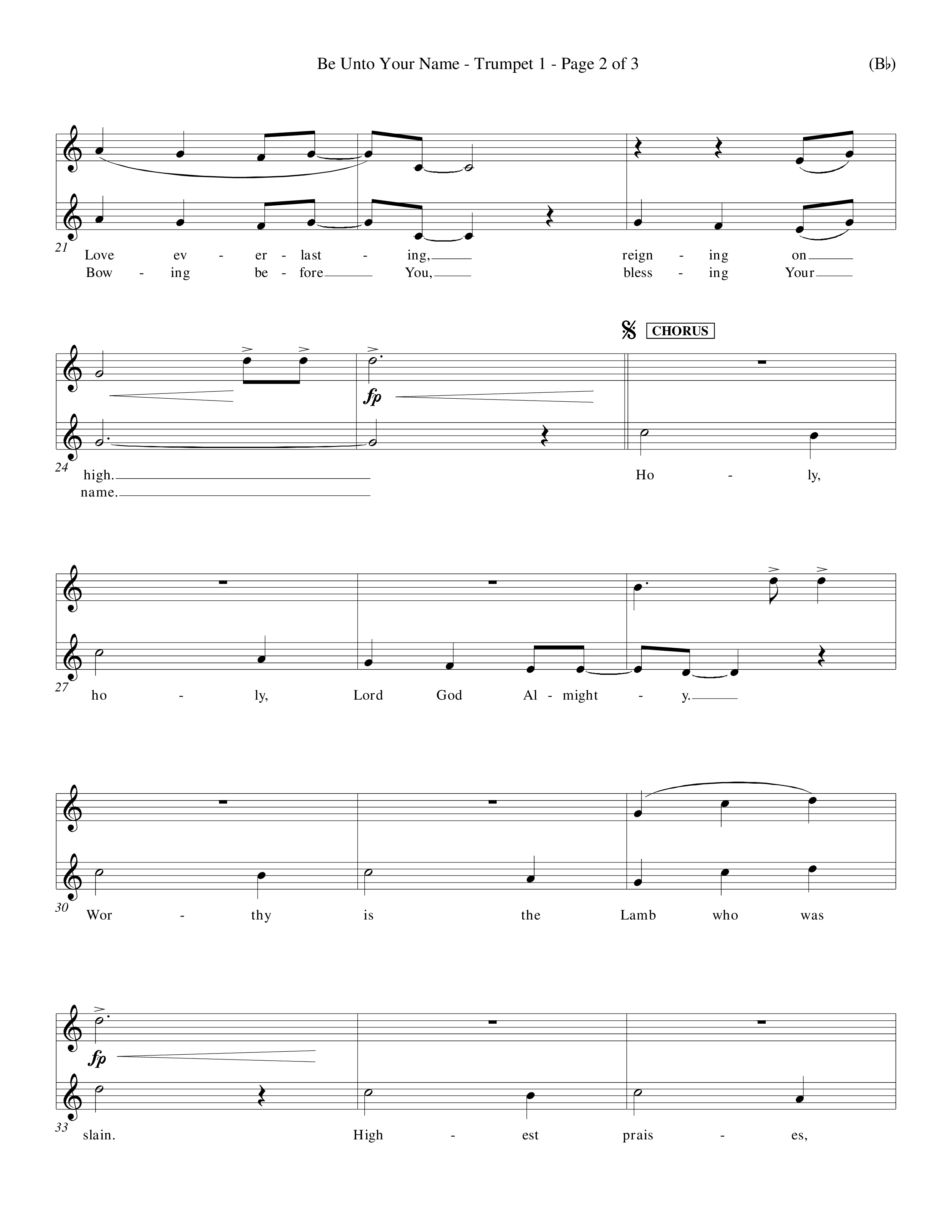 Be Unto Your Name (Choral Anthem SATB) Trumpet 1 (Word Music Choral / Orch. Michael Lawrence)