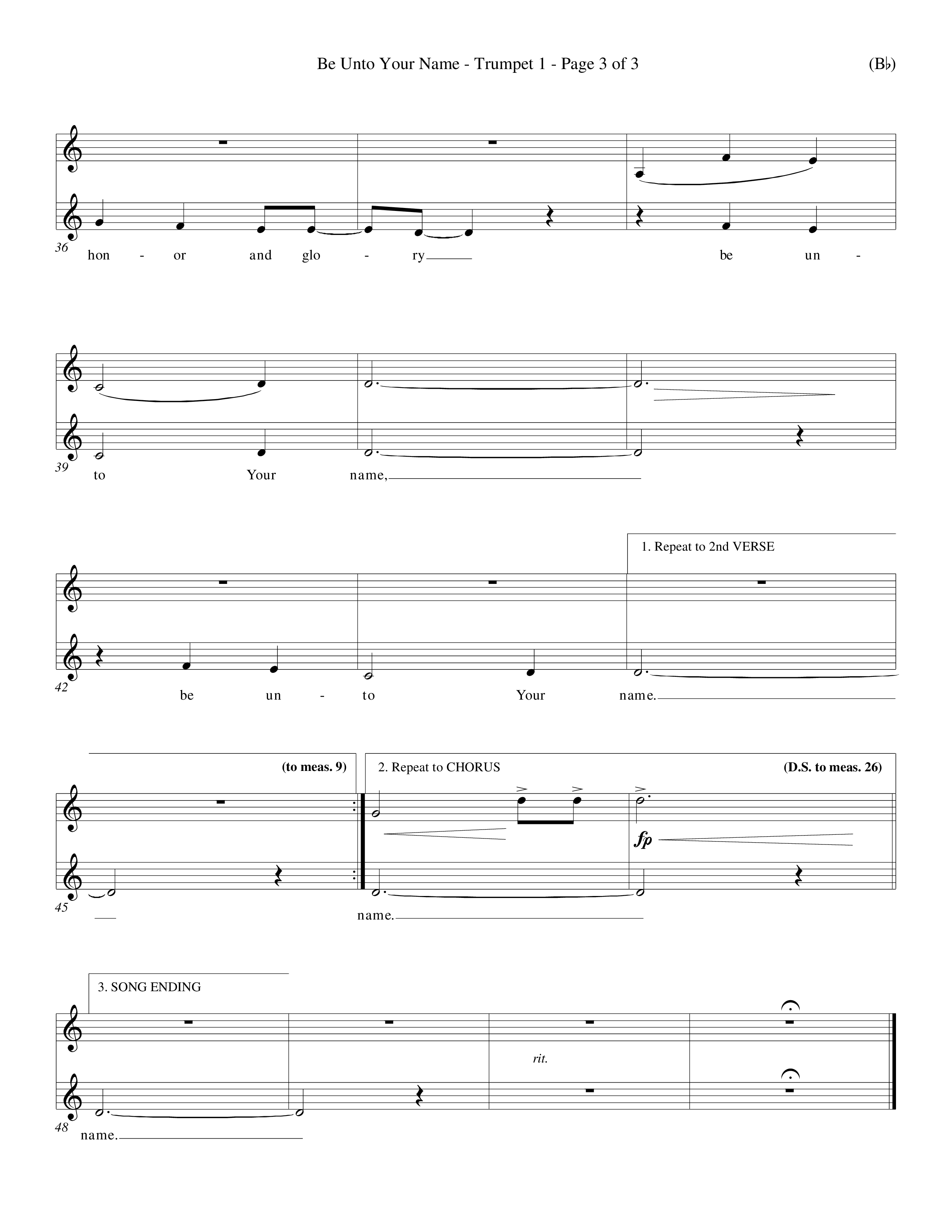 Be Unto Your Name (Choral Anthem SATB) Trumpet 1 (Word Music Choral / Orch. Michael Lawrence)