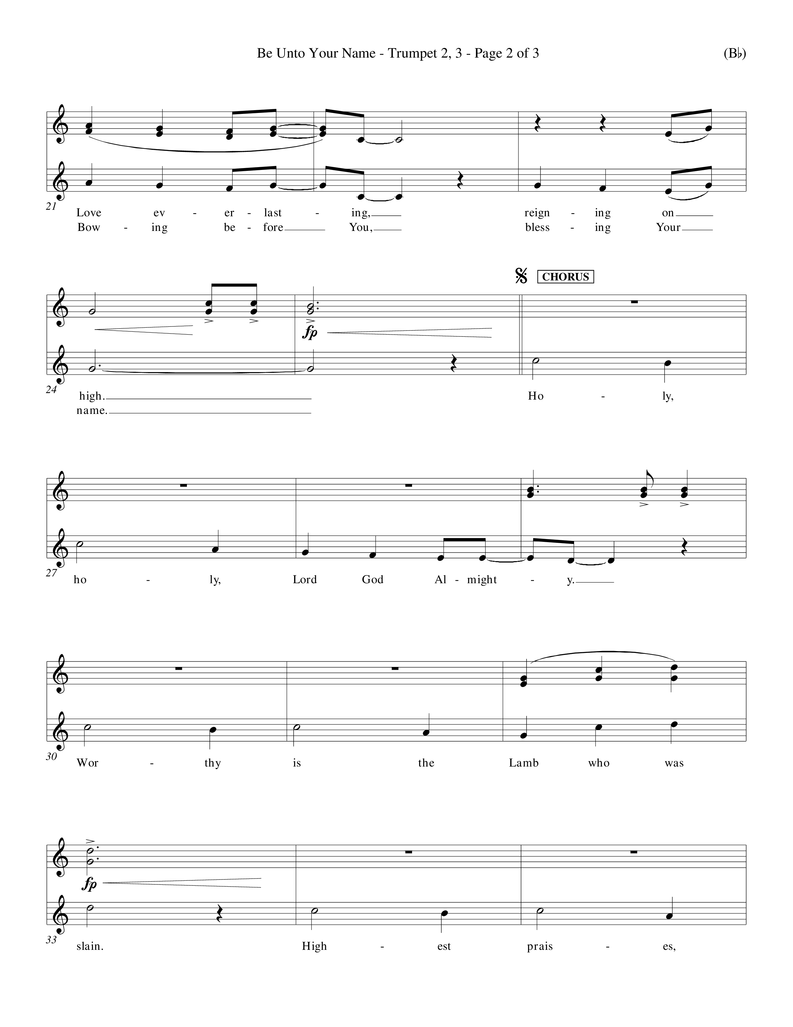 Be Unto Your Name (Choral Anthem SATB) Trumpet 2/3 (Word Music Choral / Orch. Michael Lawrence)