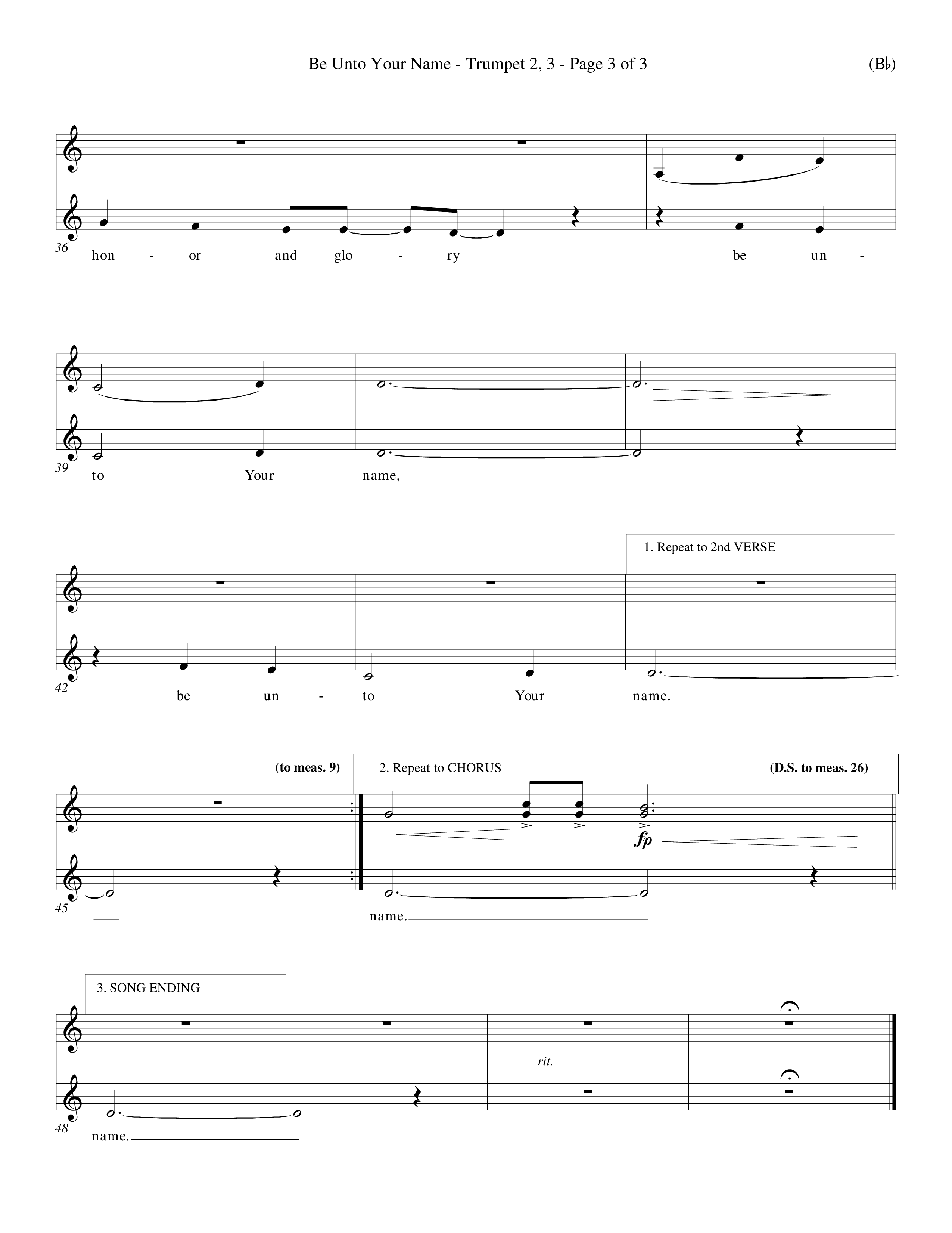 Be Unto Your Name (Choral Anthem SATB) Trumpet 2/3 (Word Music Choral / Orch. Michael Lawrence)