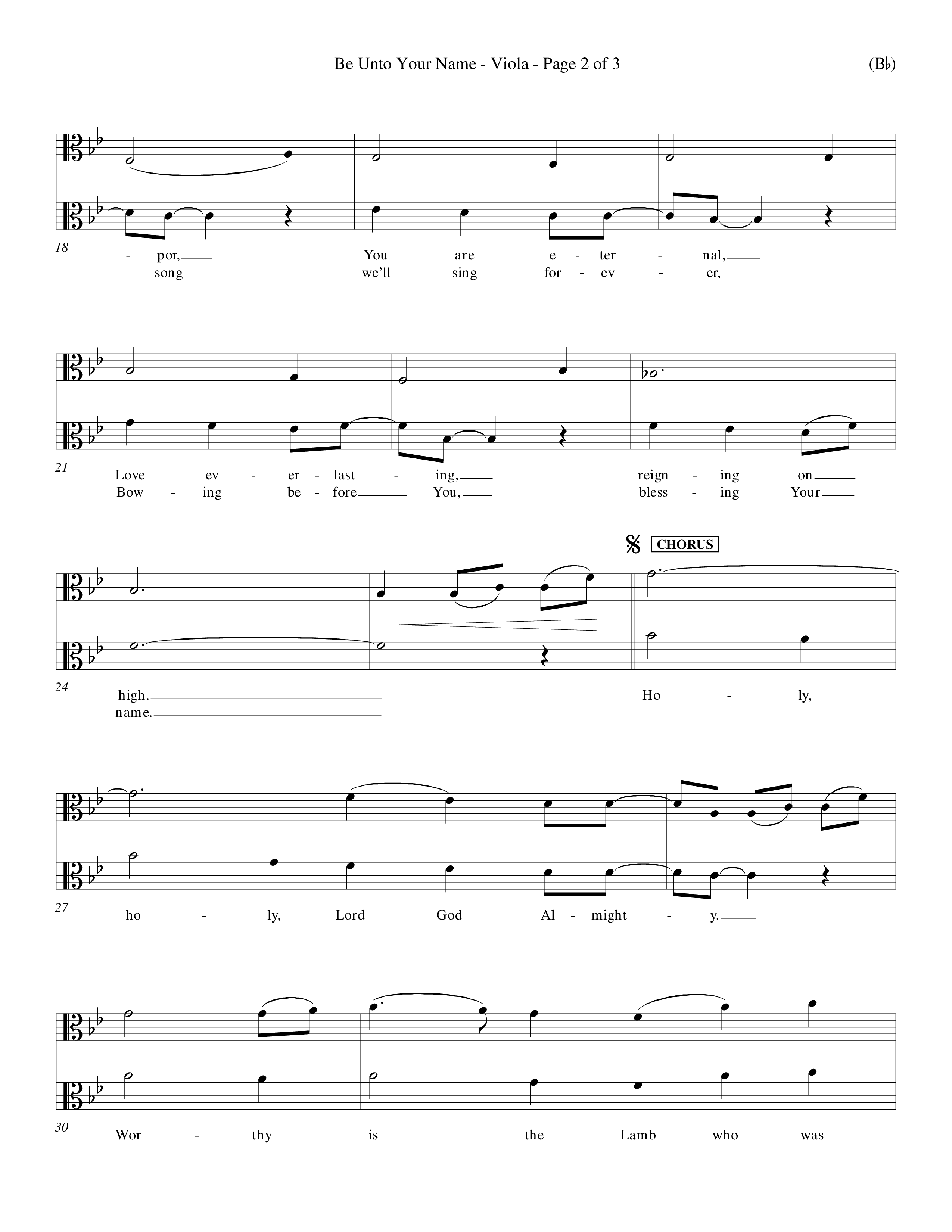 Be Unto Your Name (Choral Anthem SATB) Viola (Word Music Choral / Orch. Michael Lawrence)