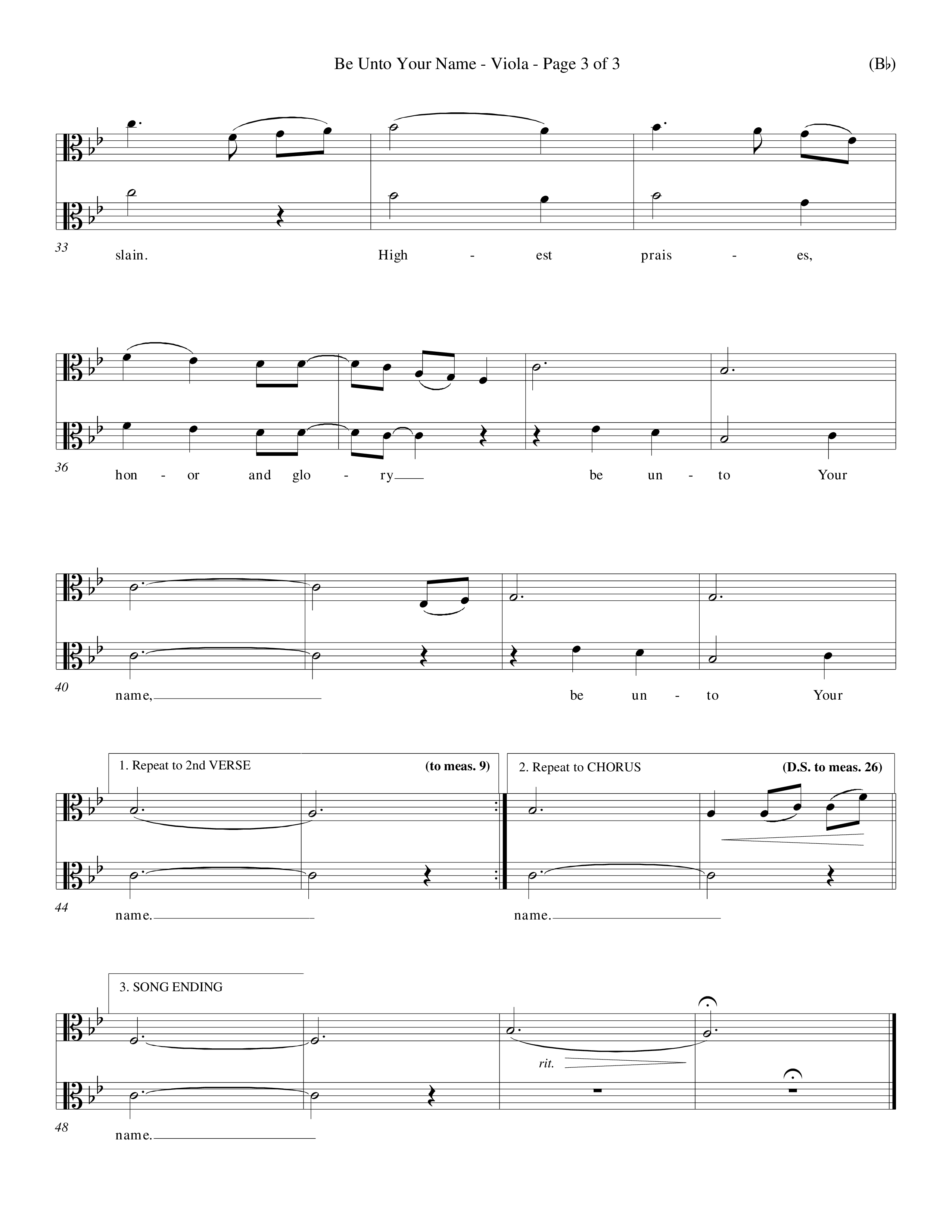 Be Unto Your Name (Choral Anthem SATB) Viola (Word Music Choral / Orch. Michael Lawrence)