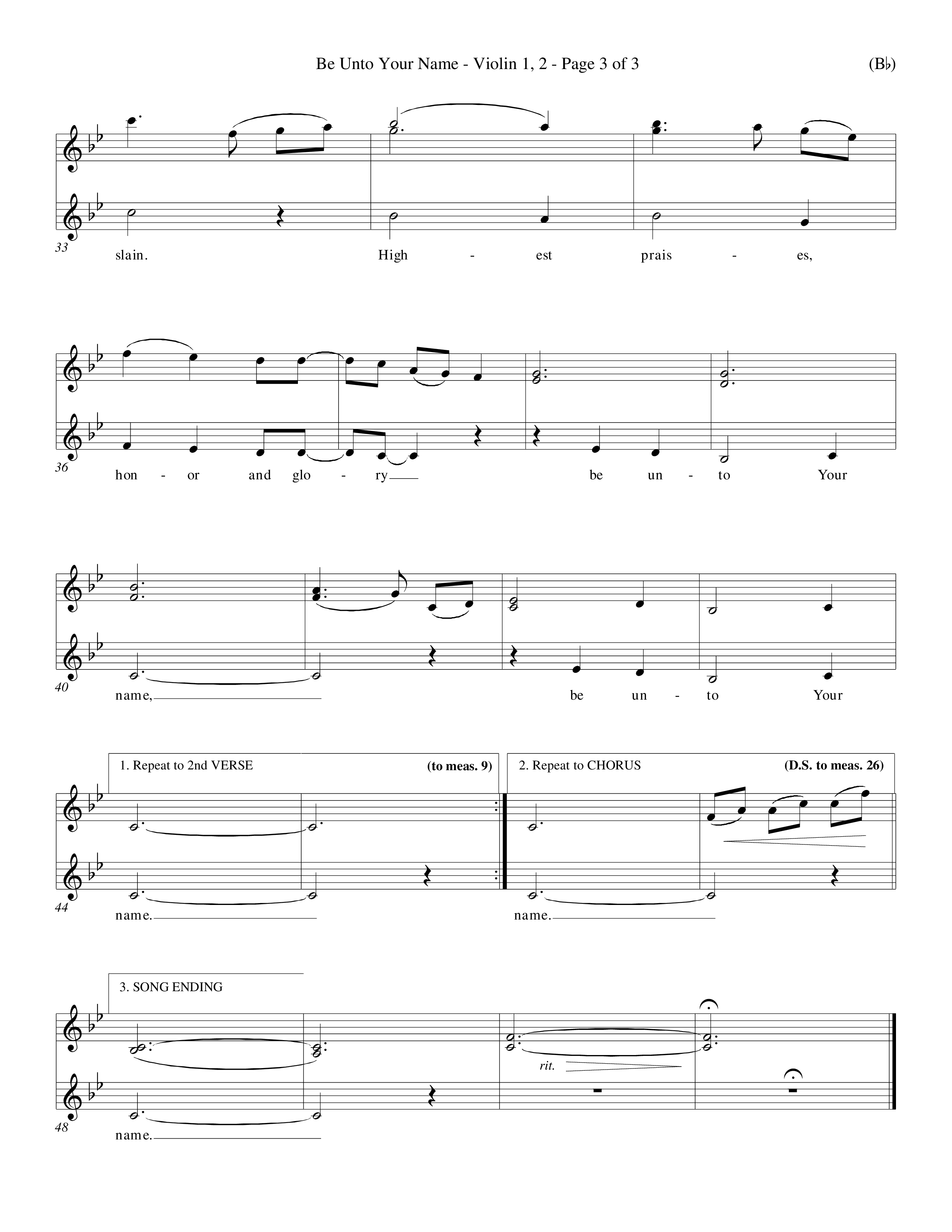 Be Unto Your Name (Choral Anthem SATB) Violin 1/2 (Word Music Choral / Orch. Michael Lawrence)