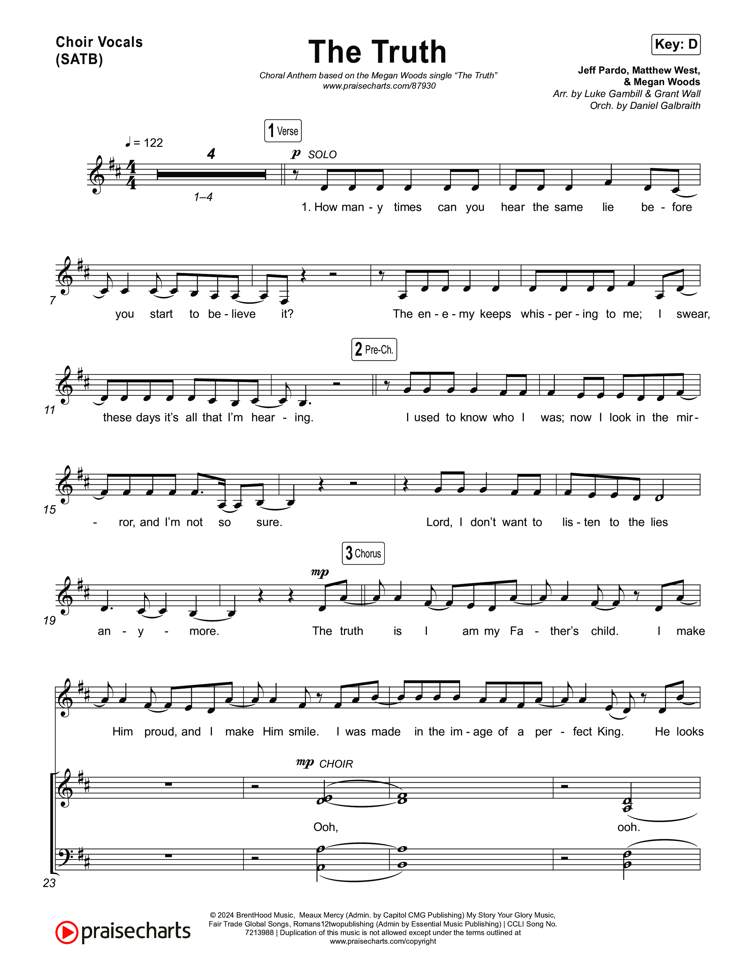 The Truth (Choral Anthem SATB) Choir Sheet (SATB) (Megan Woods / Arr. Luke Gambill)